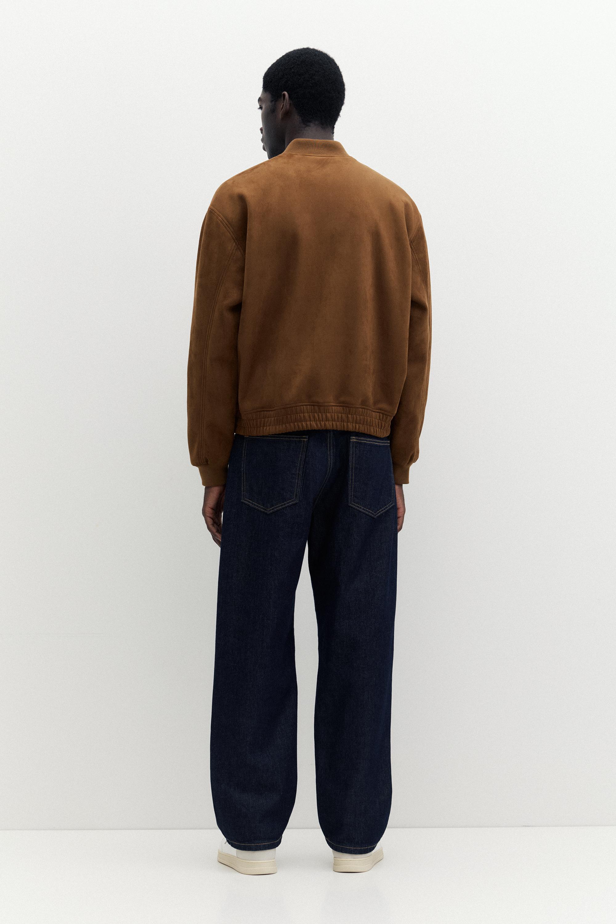 Faux suede bomber jacket — Brown