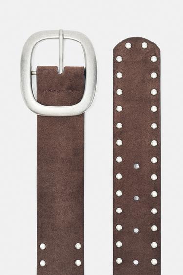 Faux suede studded belt — Brown 3