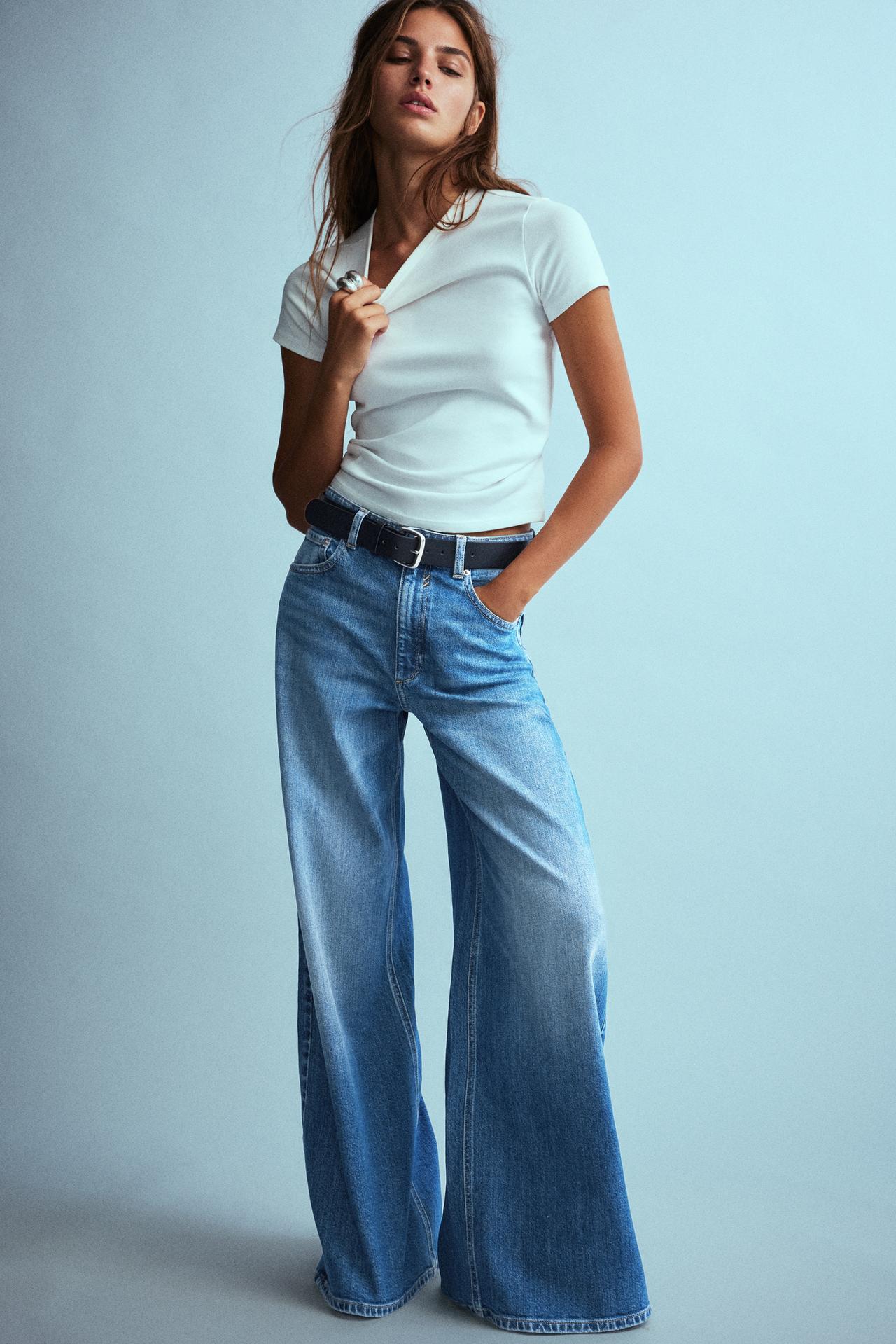 Super wide-leg comfort jeans — Dark blue