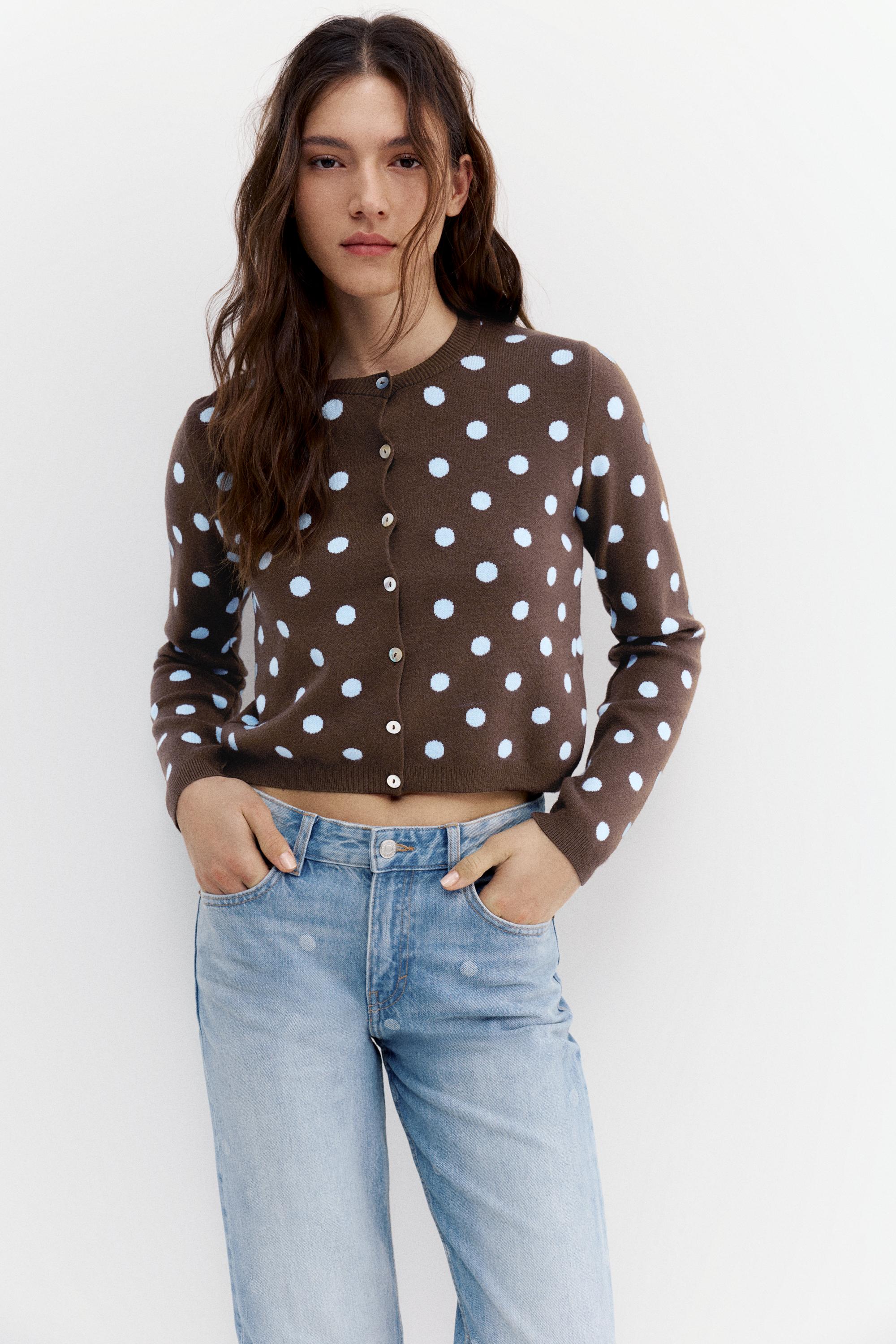 Puantiye desenli hırka - Görsel 17