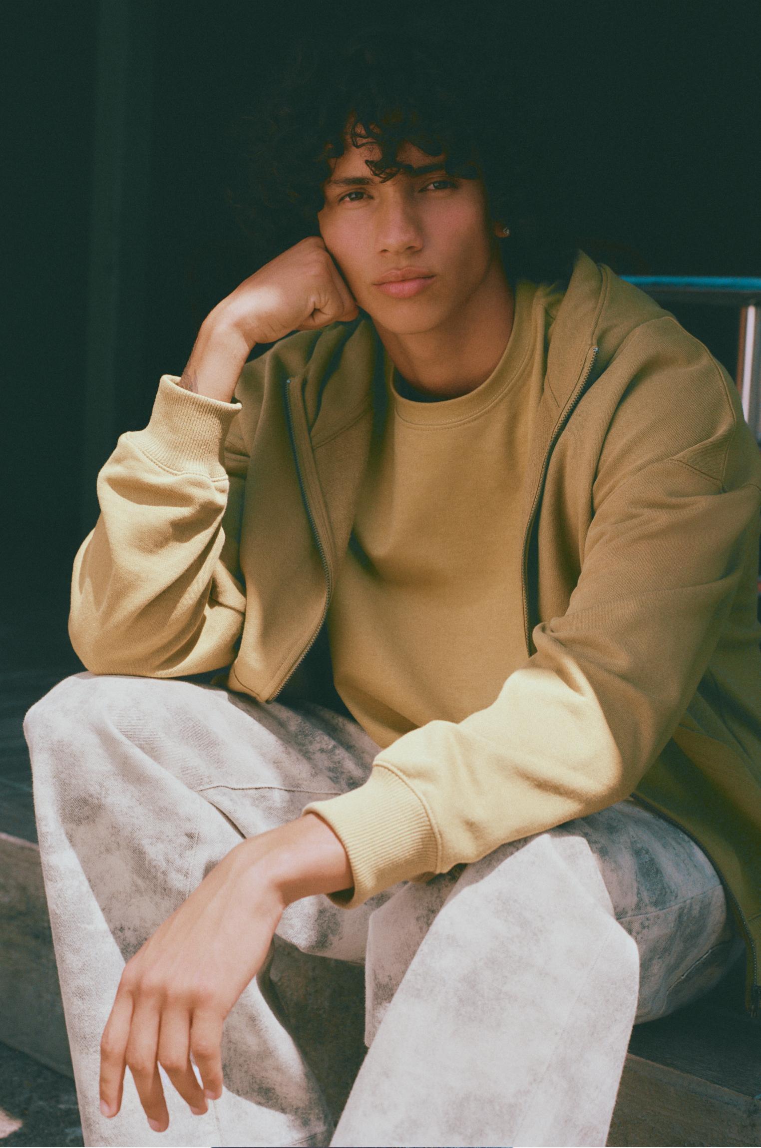 Boxy hoodie with zipper — Lime