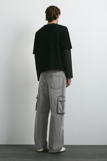 Relaxed cargo jeans — Pale grey 2