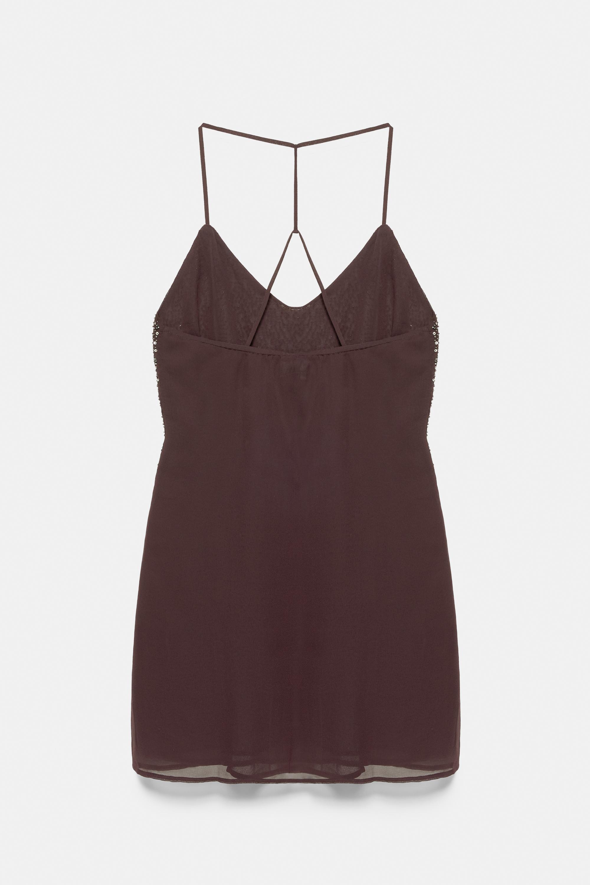 Sequin strappy dress — Wine