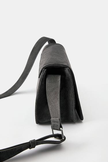 Leather flap crossbody bag — Grey 3