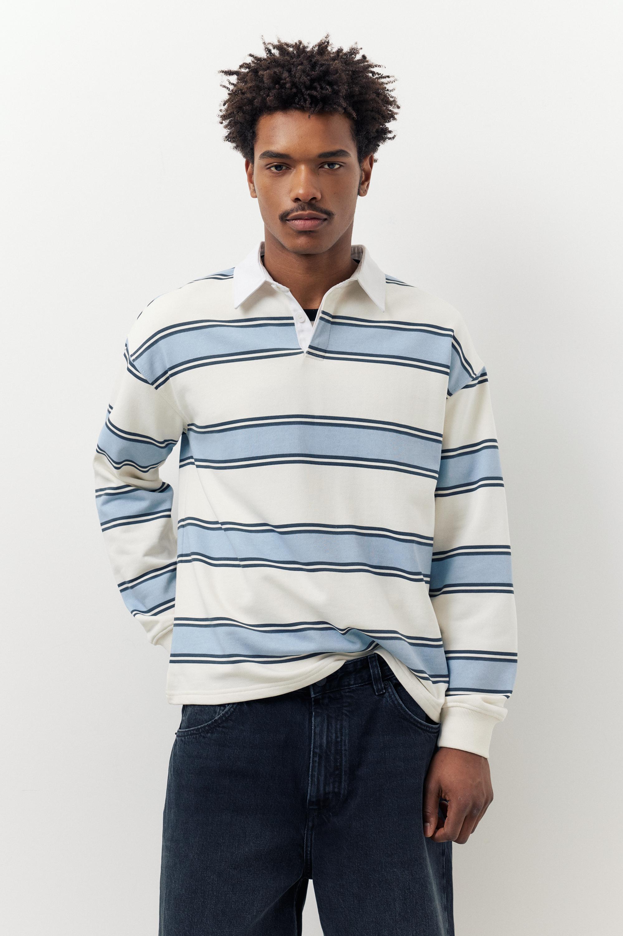 Çizgili uzun kollu polo - Görsel 8