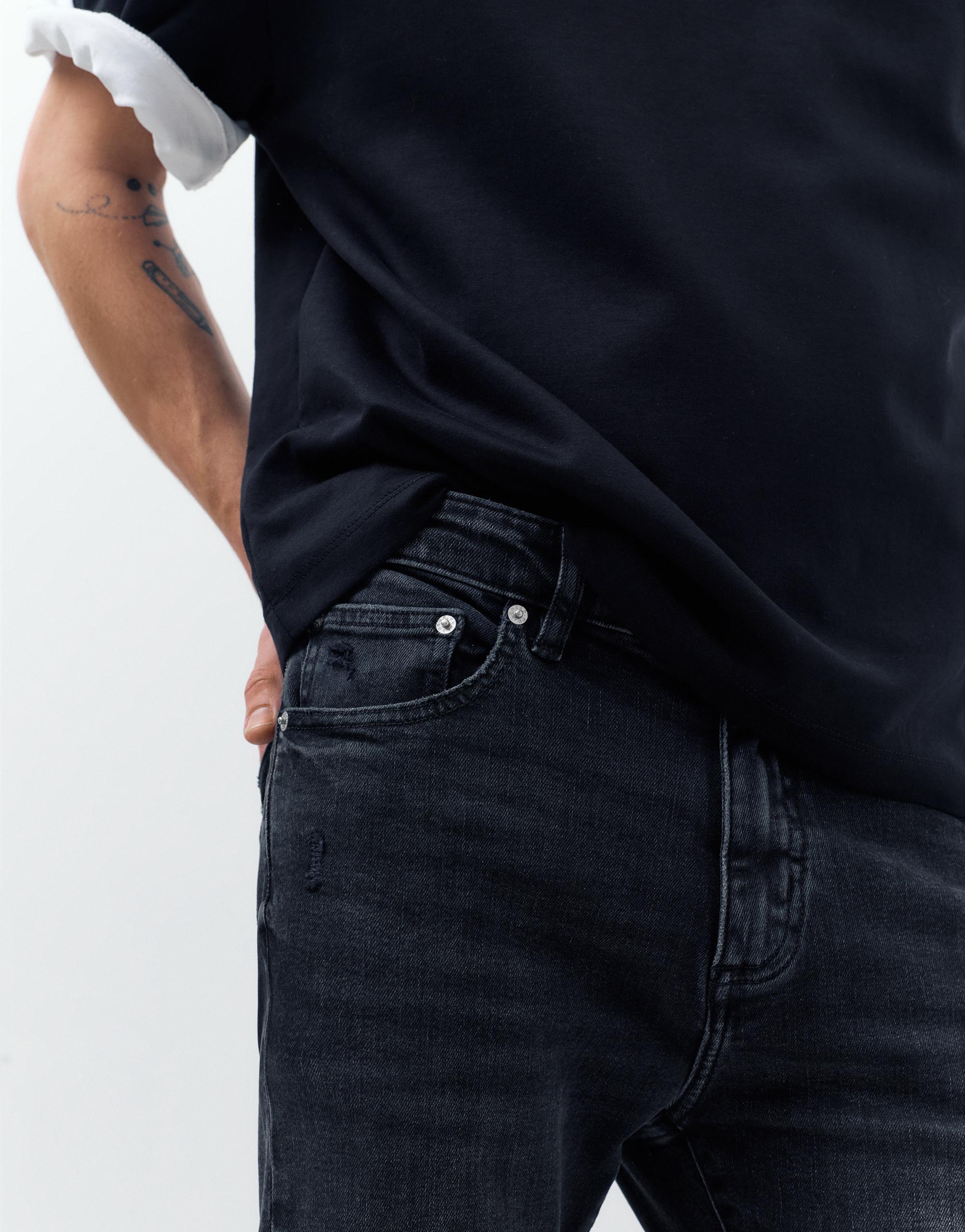 Ripped skinny jeans — Faded black