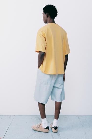 Relaxed fit embroidered T-shirt — Yellow 3