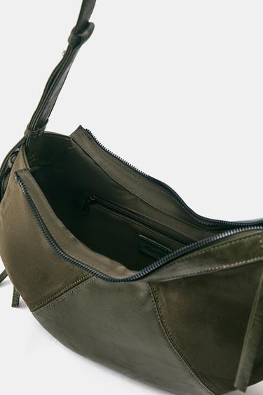 Mixed-material crossbody bag — Khaki 6