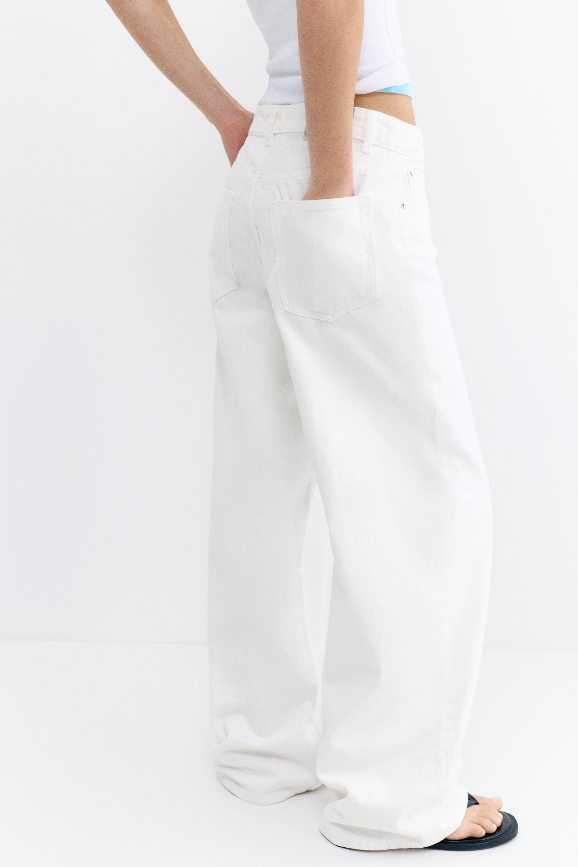 Mid-waist baggy jeans — White