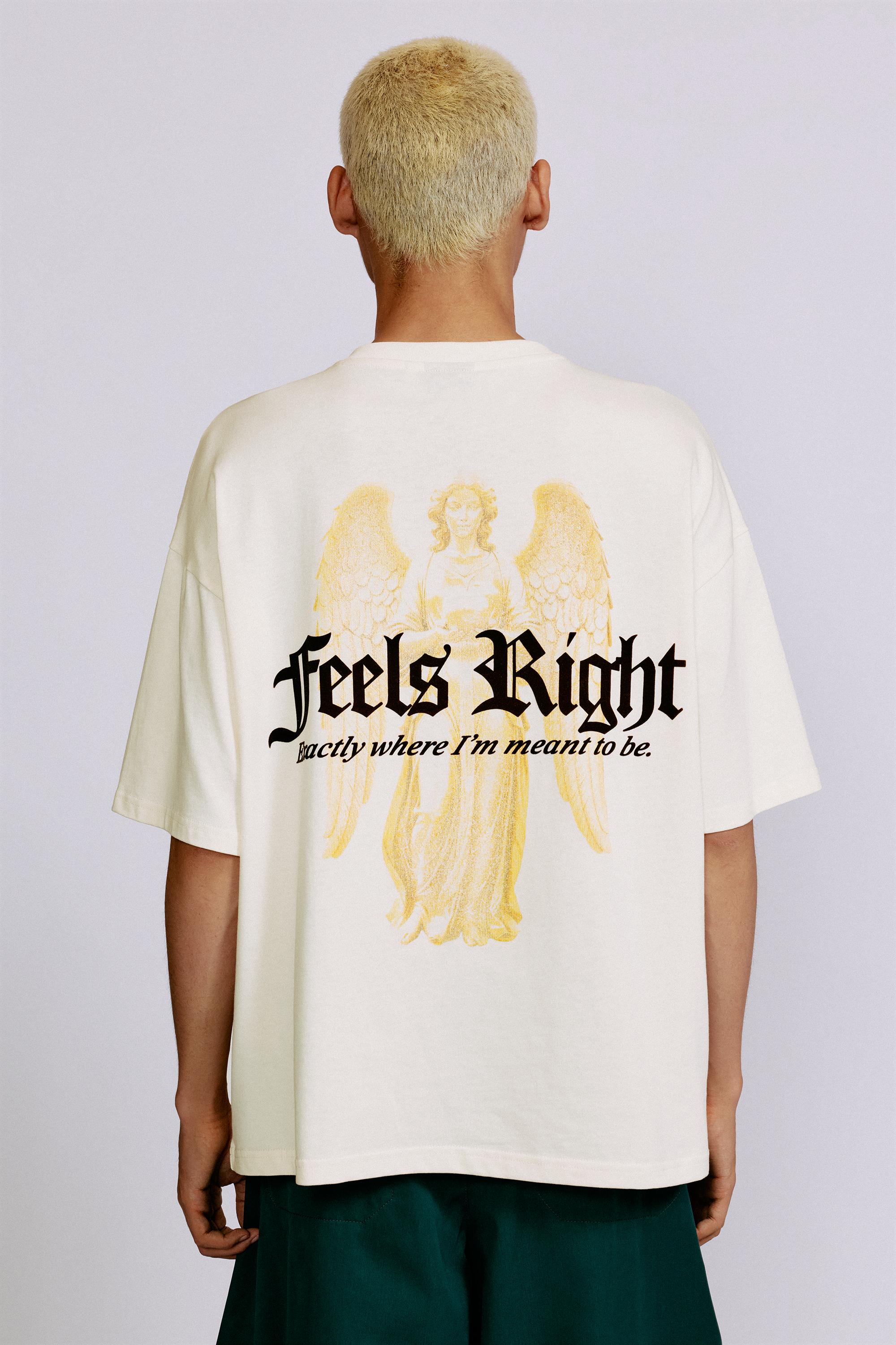 Relaxed fit slogan T-shirt — Sand