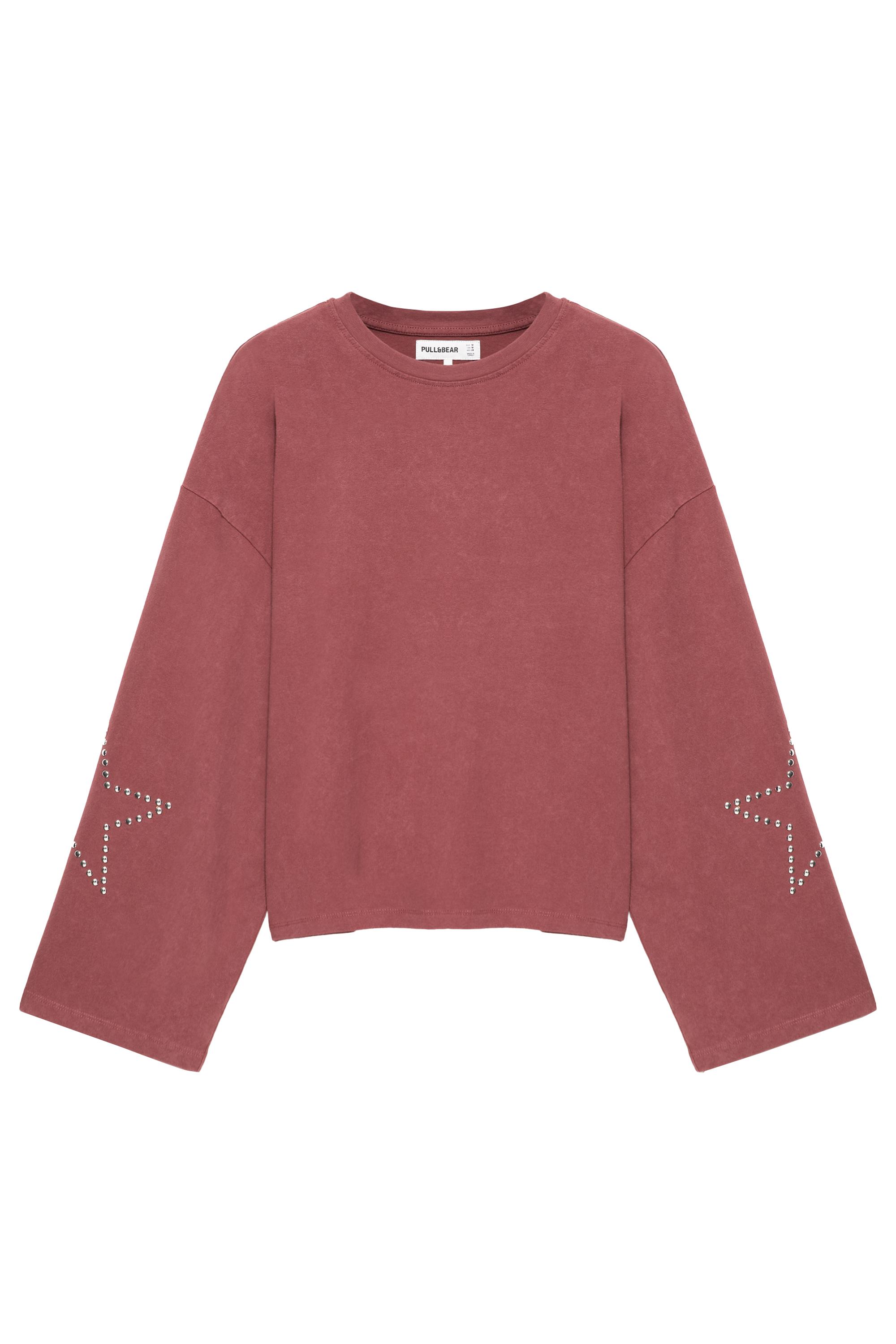 Pull&Bear Zımba detaylı yıldız baskılı uzun kollu tişört görsel 3