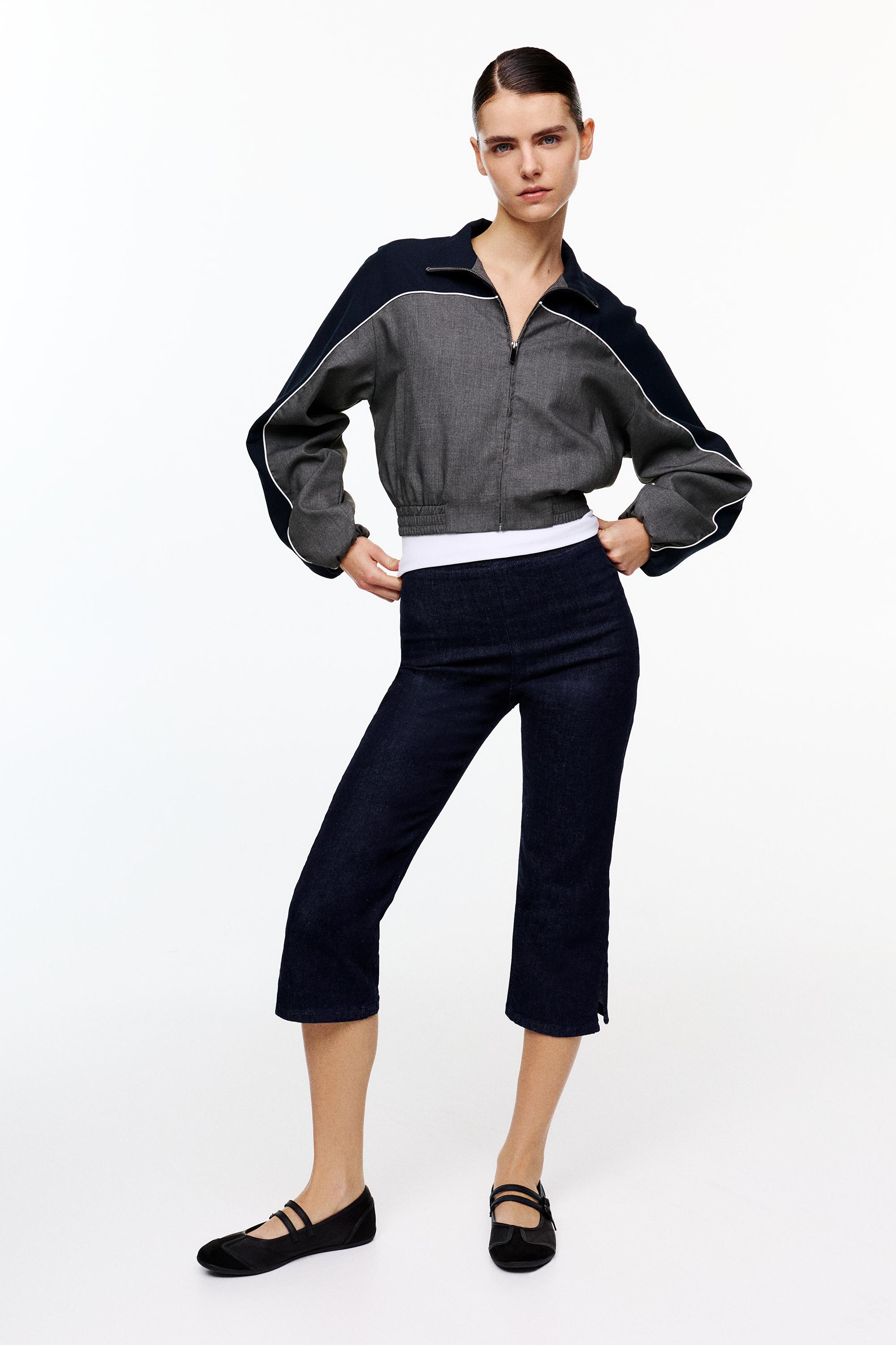 Contrast panel jacket — Pale grey
