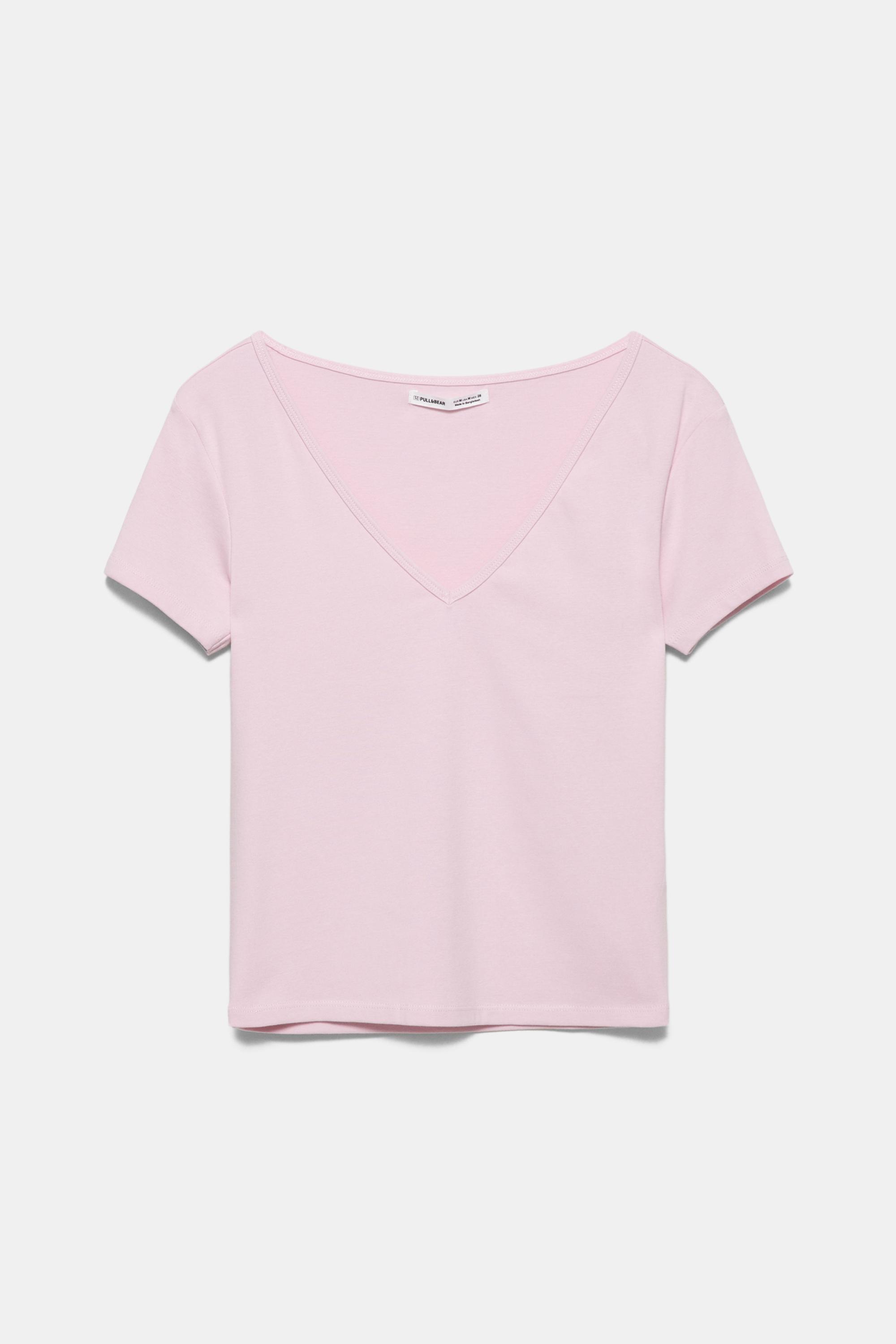 V-neck T-shirt — Pink