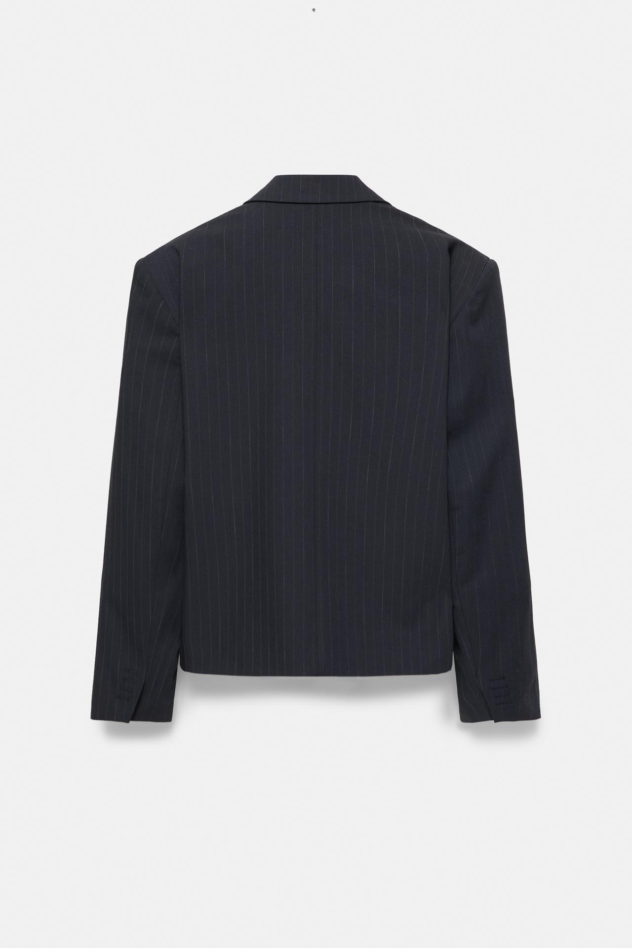Boxy pinstripe blazer — Dark navy