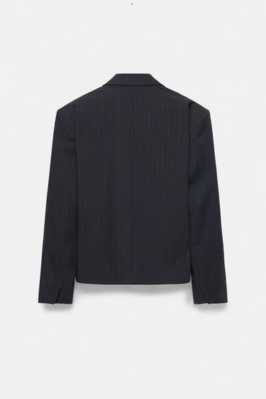 Boxy pinstripe blazer — Dark navy 6
