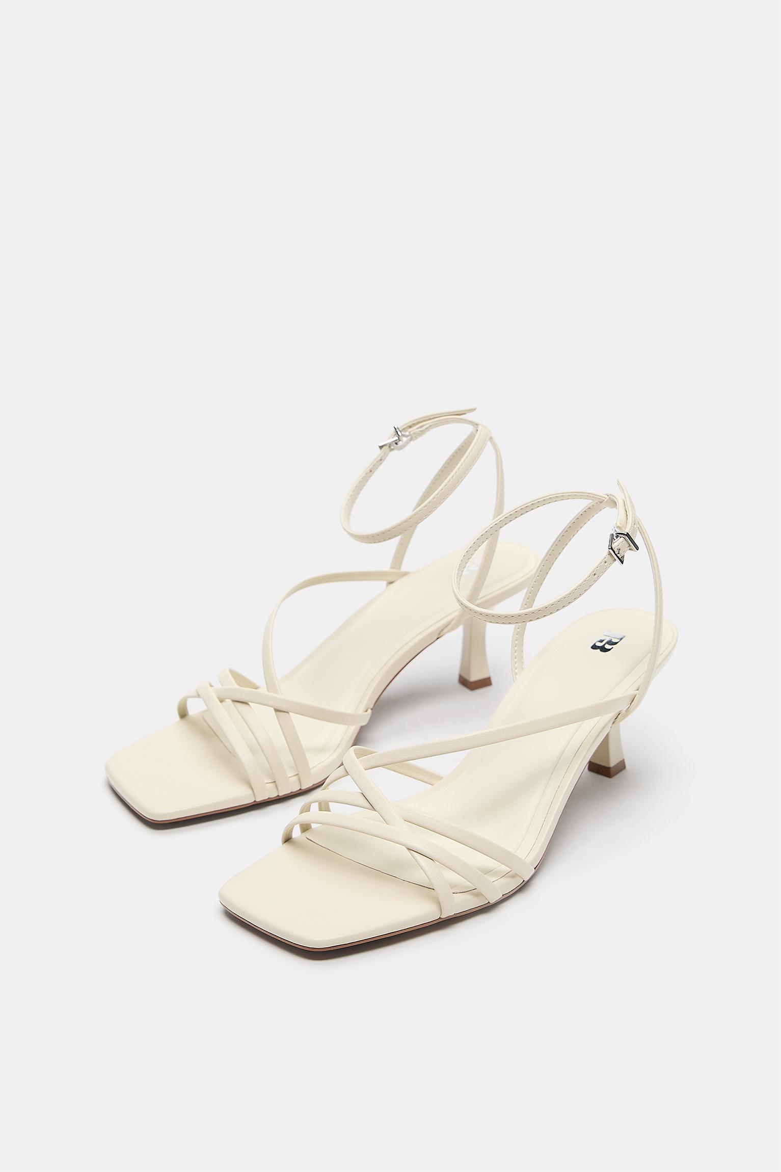 Strappy high-heel sandals — Ecru