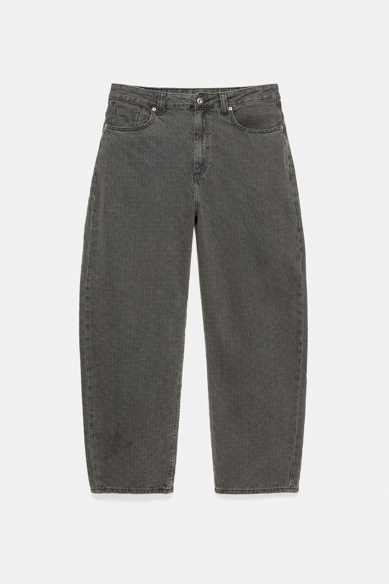 Baggy balloon jacquard jeans — Faded black
