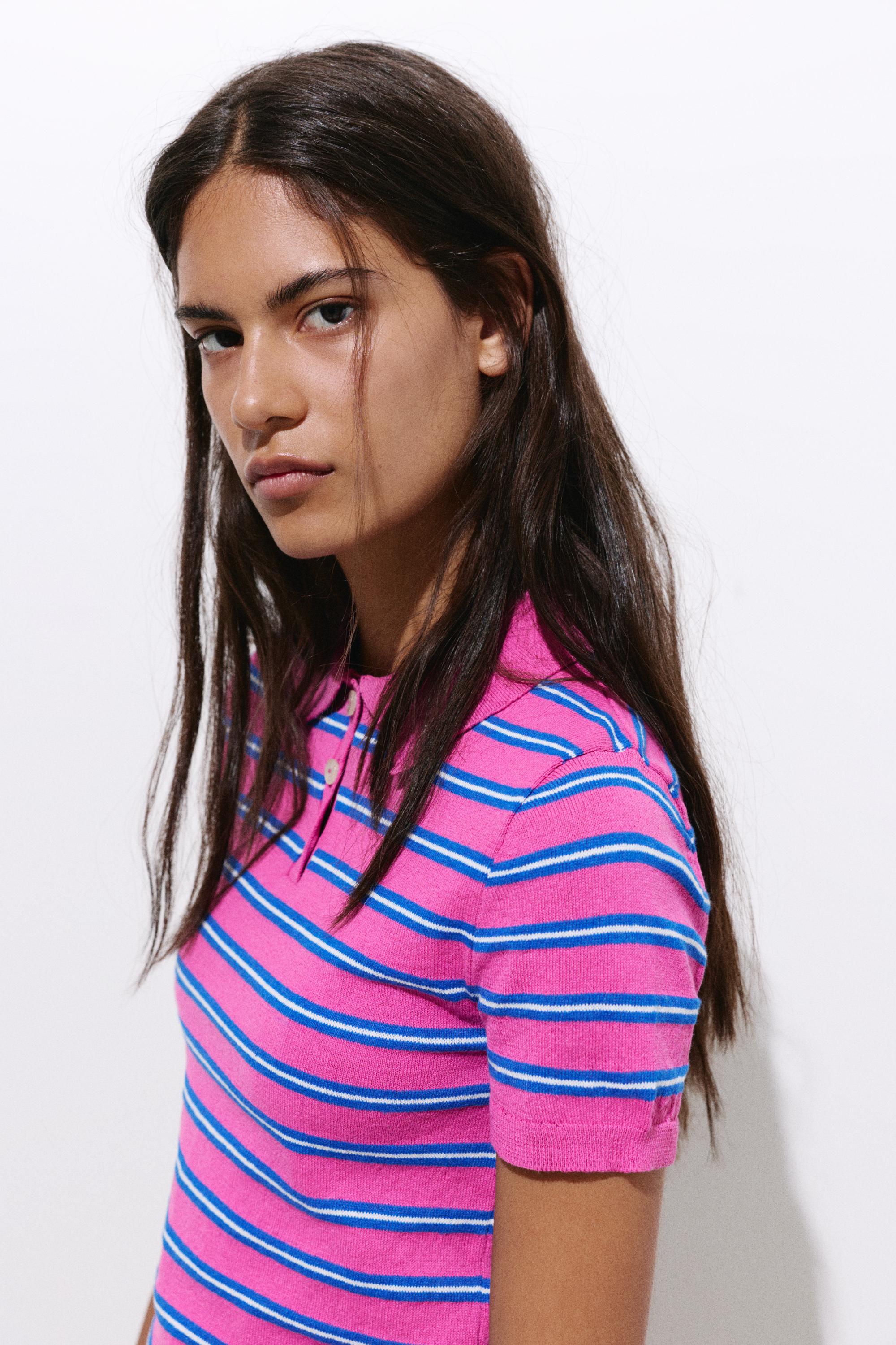 Çizgili örgü polo - Görsel 9