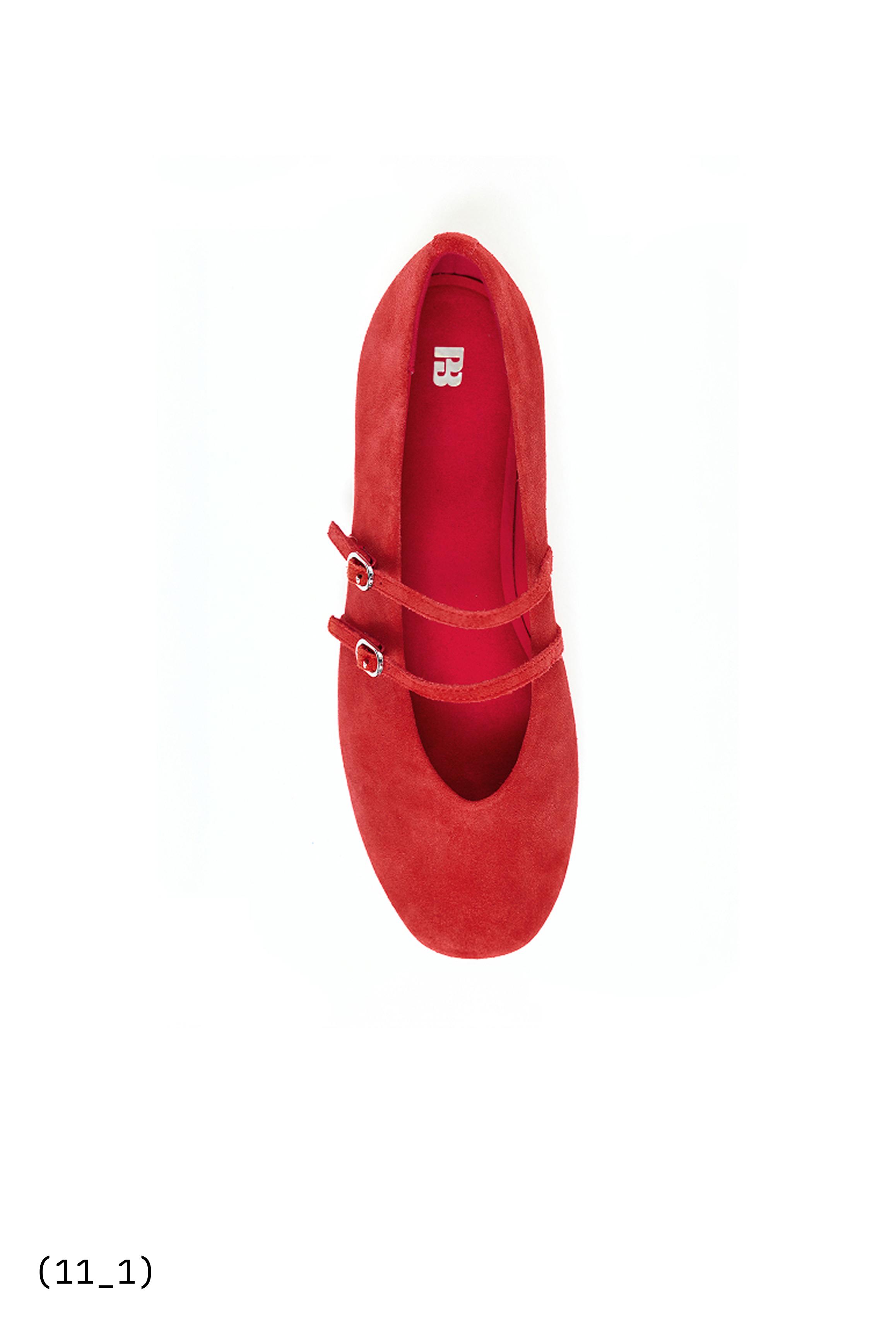 Leather strap ballerinas — Red