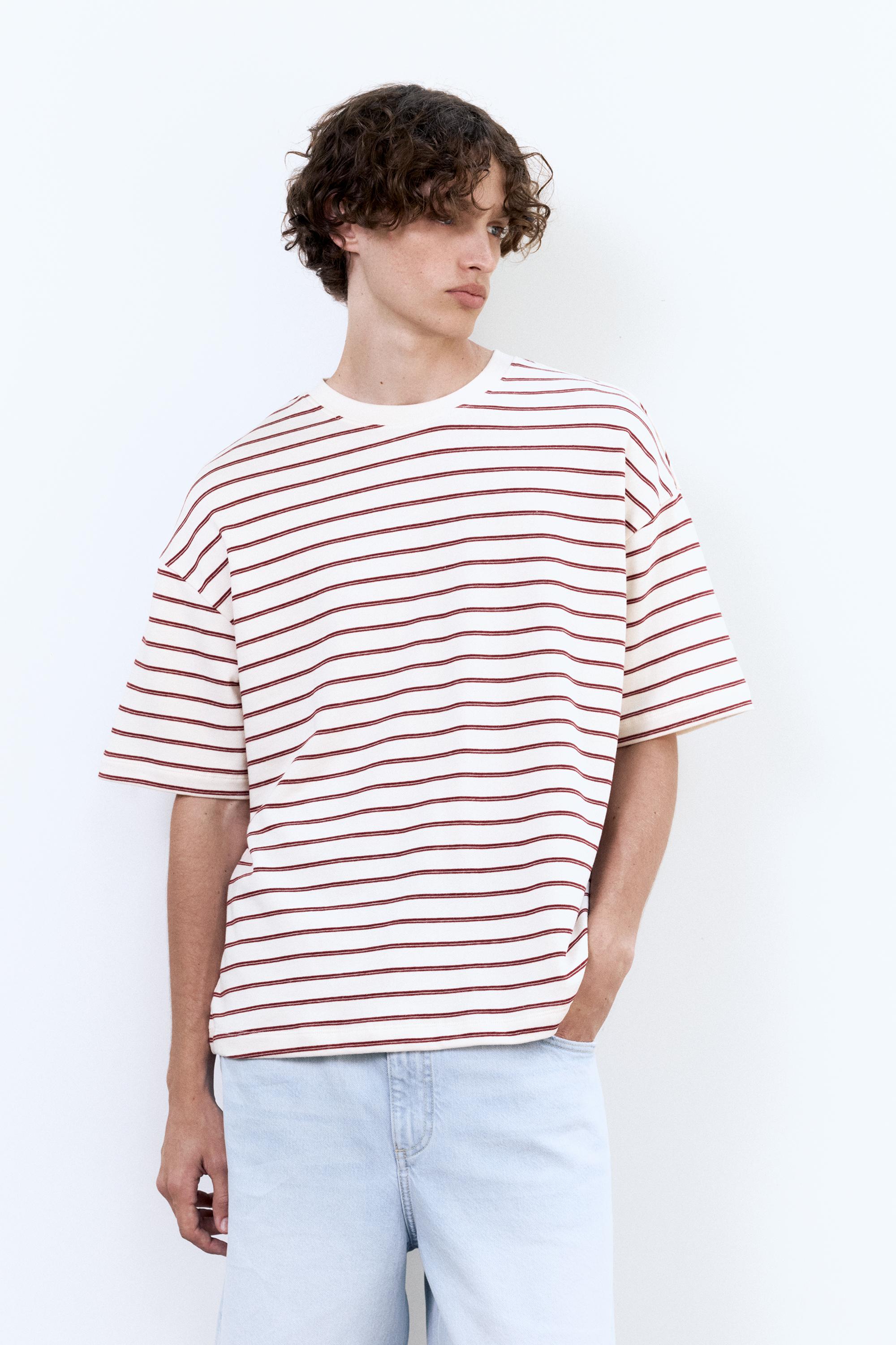 Striped boxy-fit T-shirt — Off white