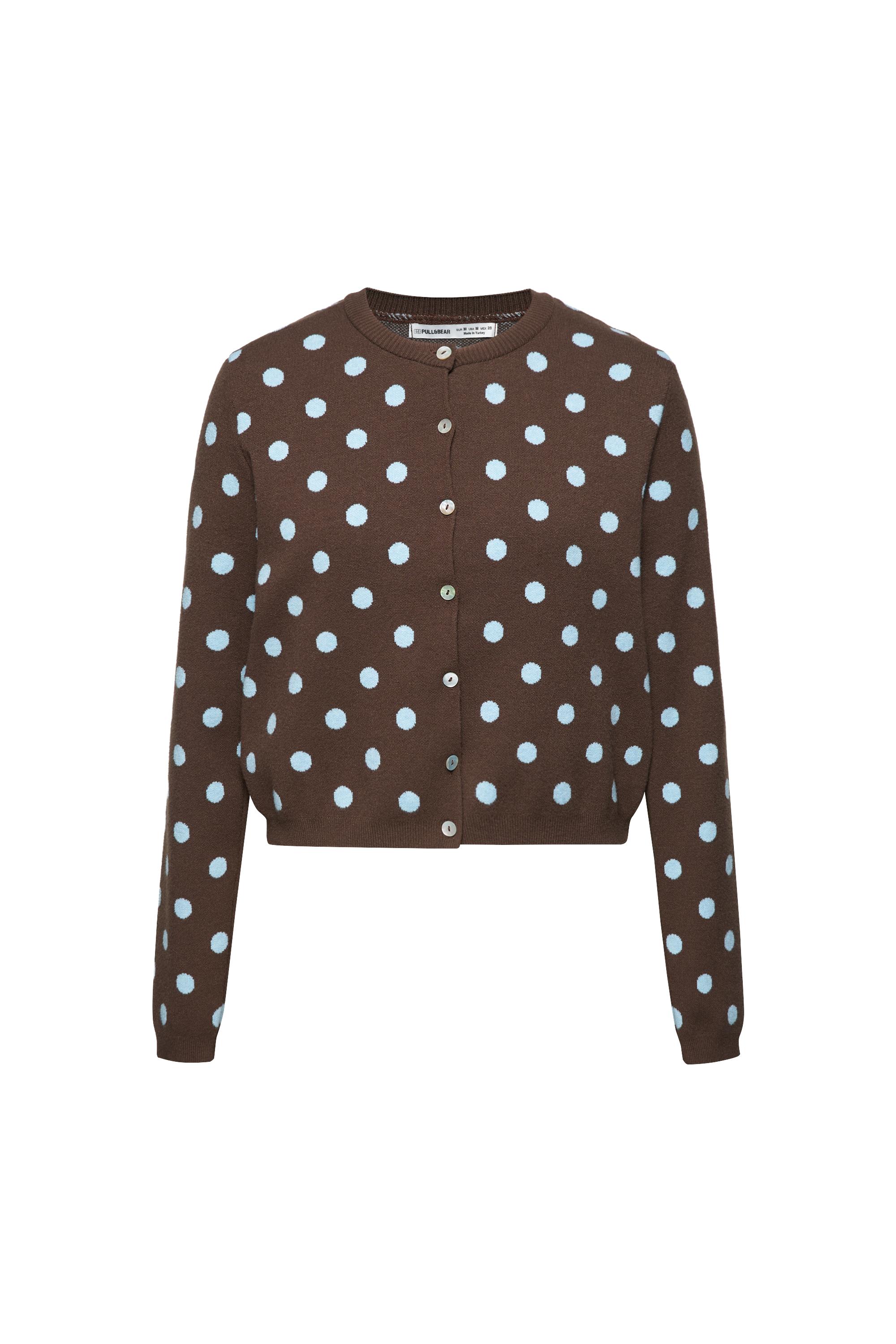 Puantiye desenli hırka - Görsel 4