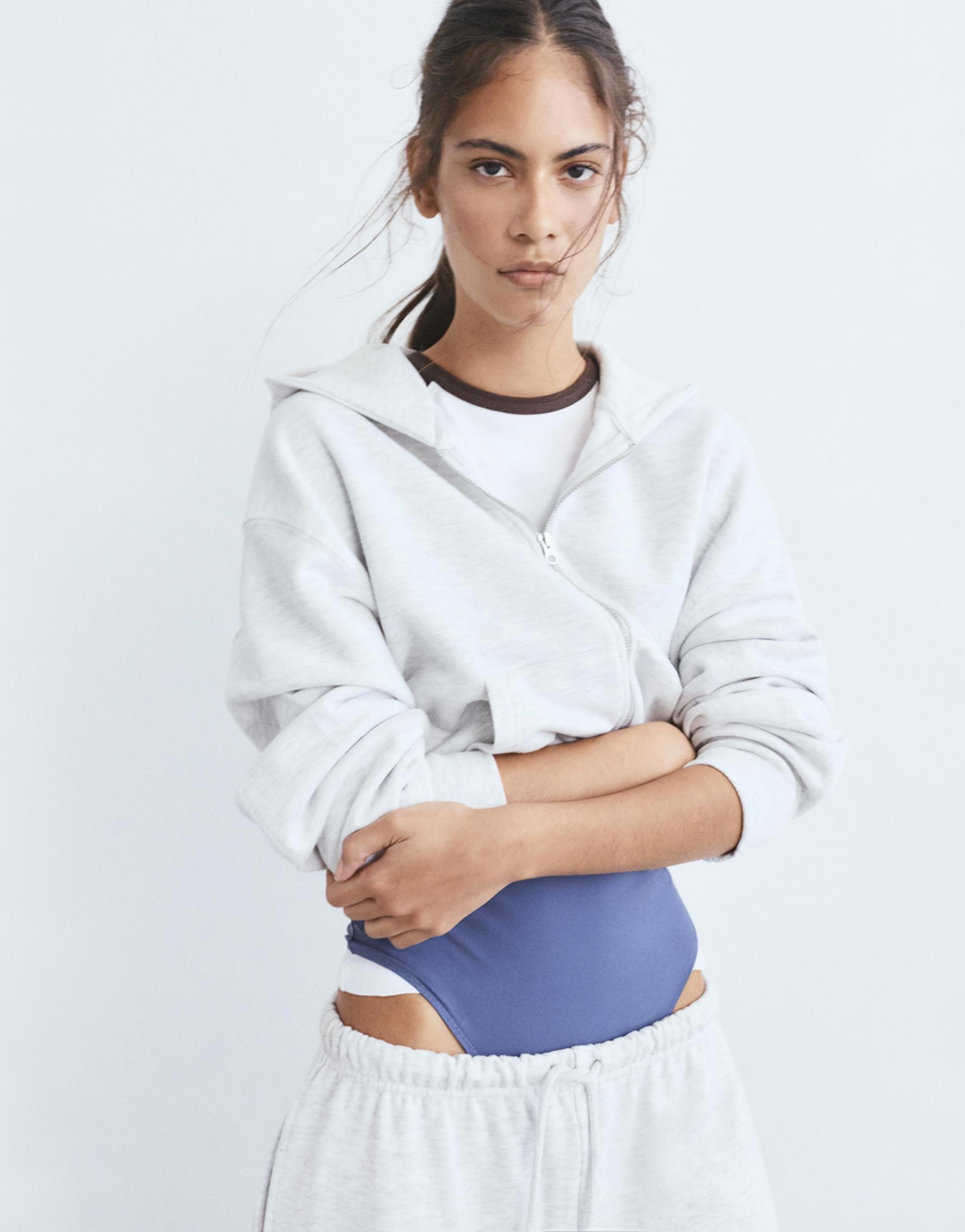 Hoodie with zipper — Grey marl