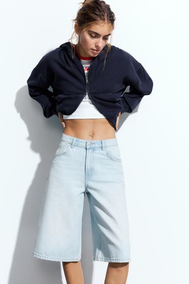 Low-rise denim jorts — Faded blue 2
