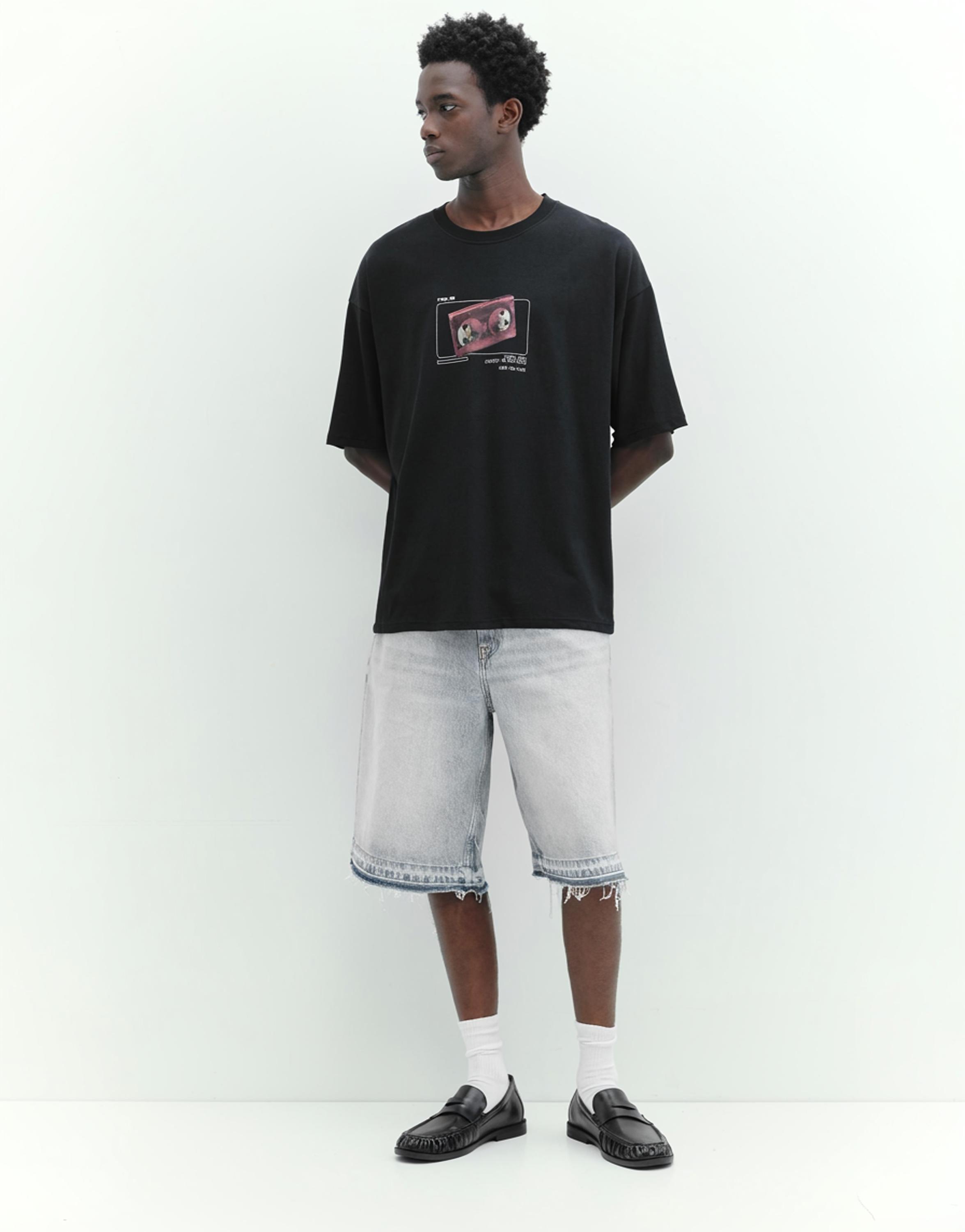STWD tape graphic T-shirt — Black