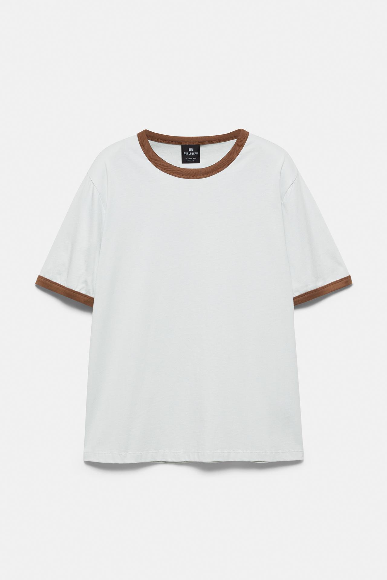 Contrast trim T-shirt — Sky blue