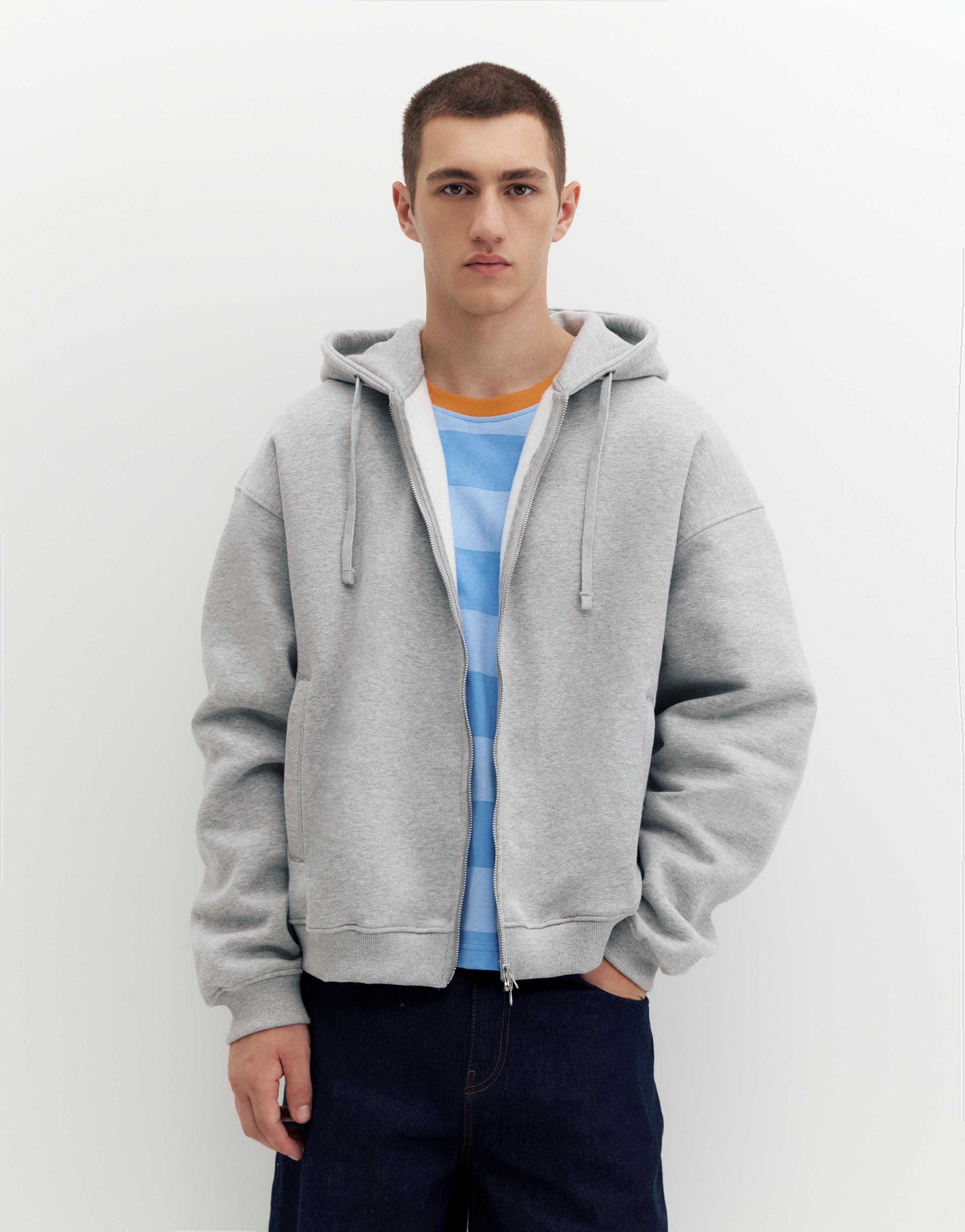 Zip-up hoodie — Grey marl