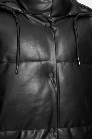Leather effect puffer jacket — Black 8