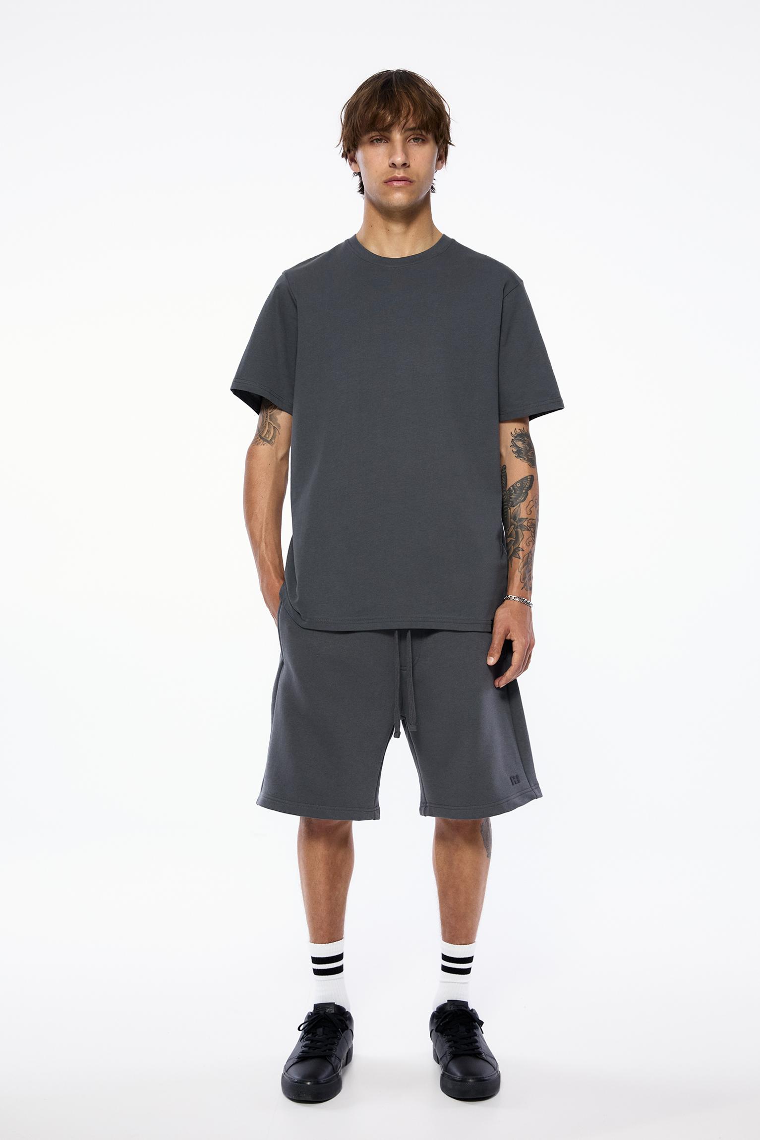 Pack of Bermuda jogger shorts and T-shirt — Anthracite grey