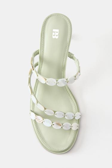 Beaded high-heel sandals — Green 2