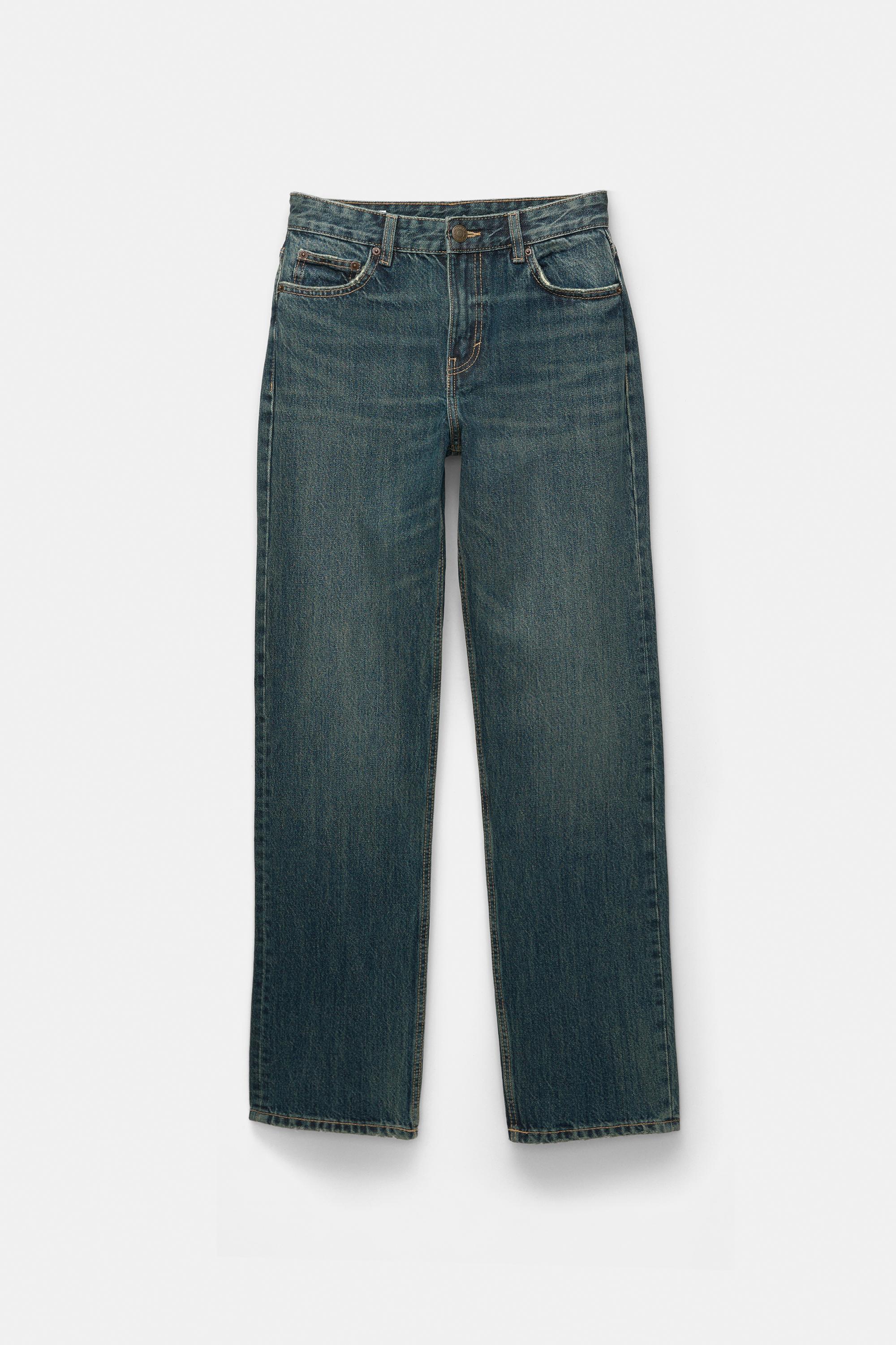 Mid-waist straight-leg jeans — Navy