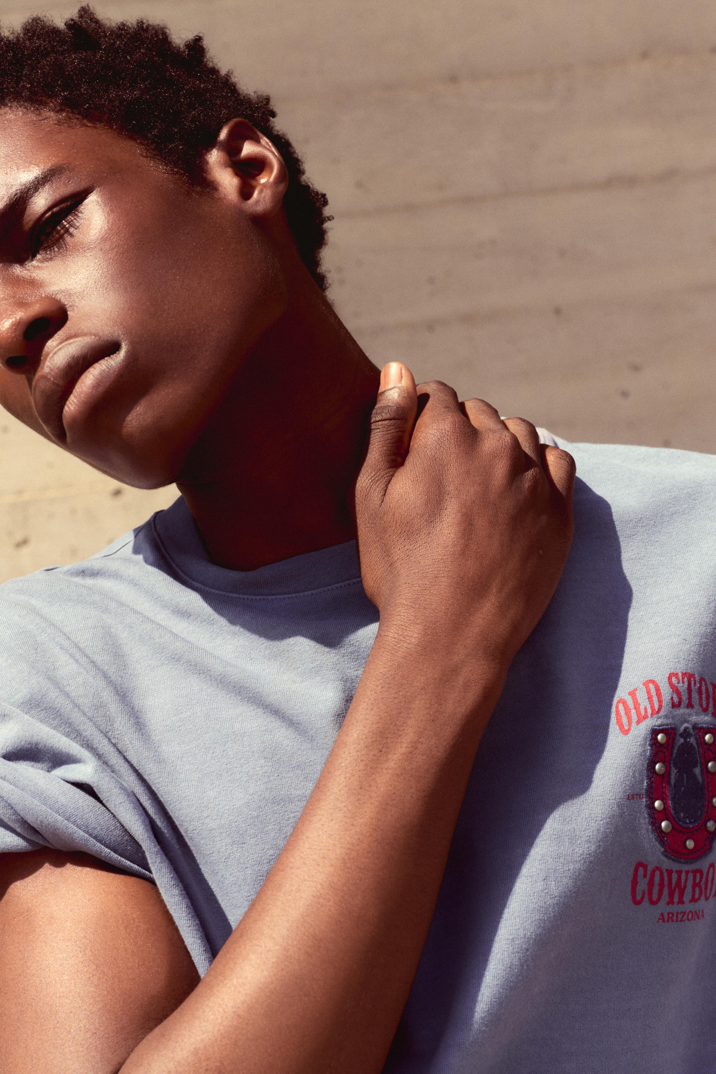 Ombré stud T-shirt — Blue