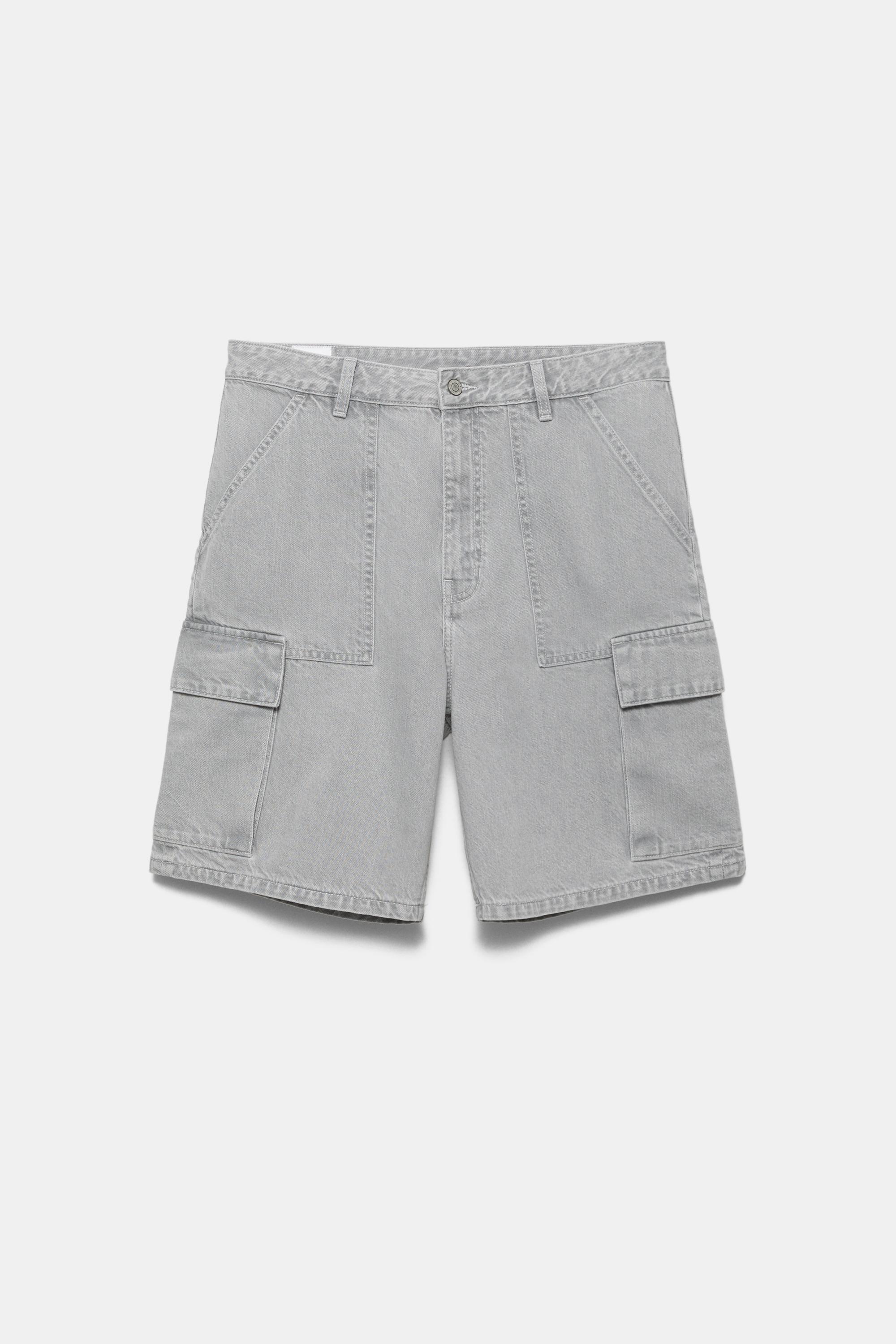 Baggy cargo Bermuda shorts — Pale grey