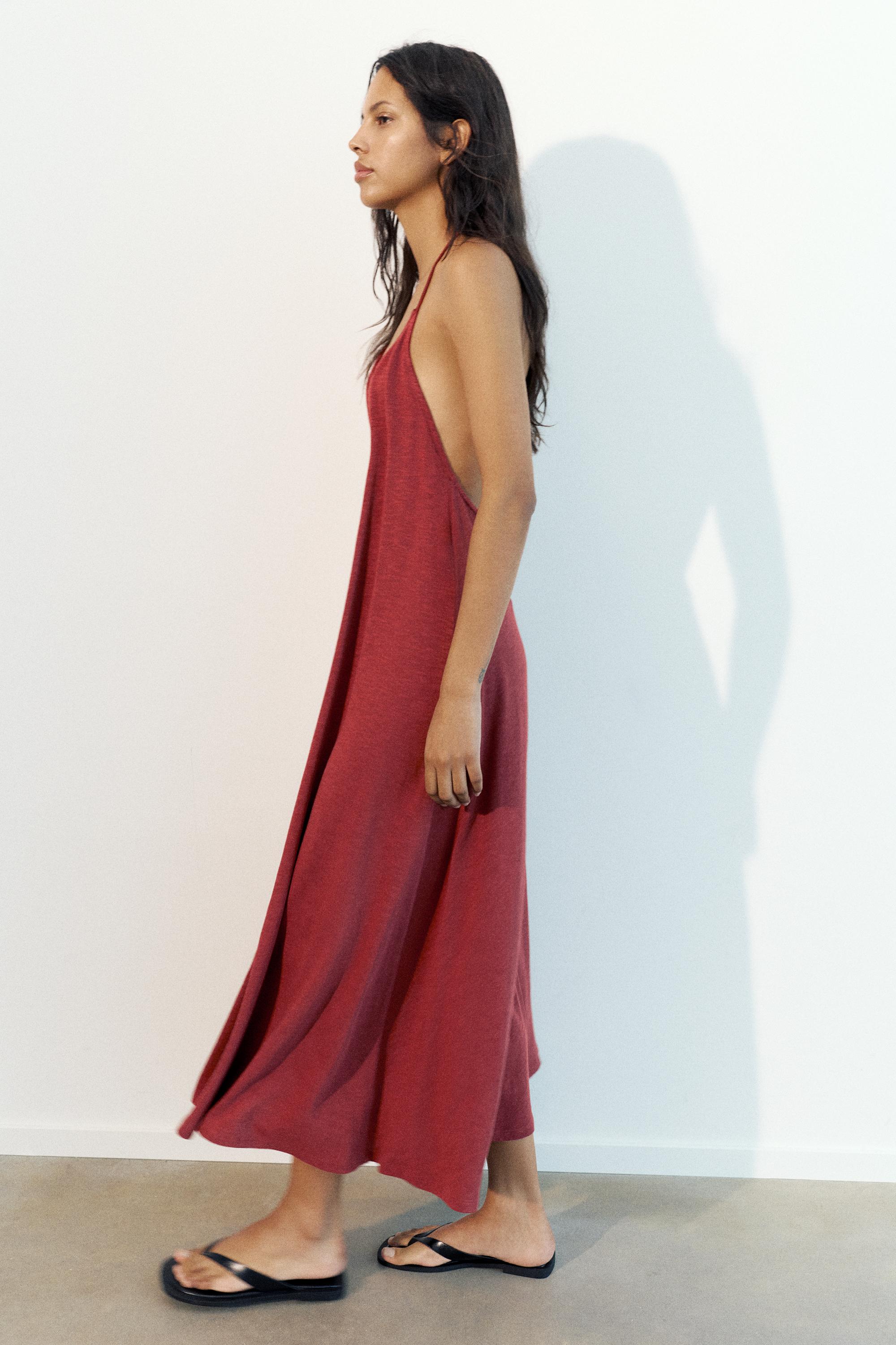 Strappy back midi dress — Russet