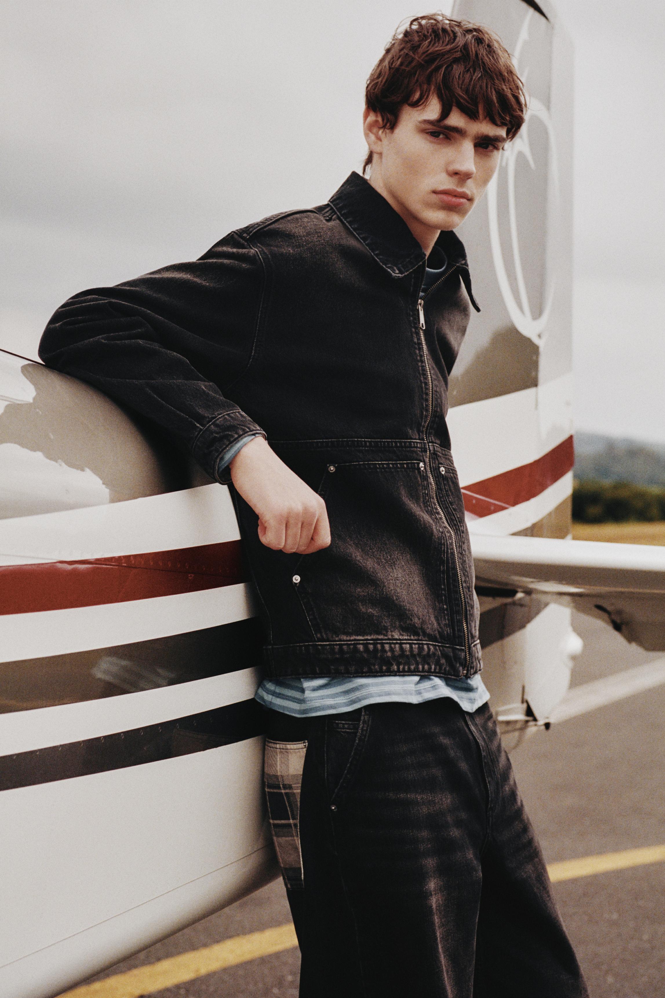 Denim jacket with pockets — Faded black
