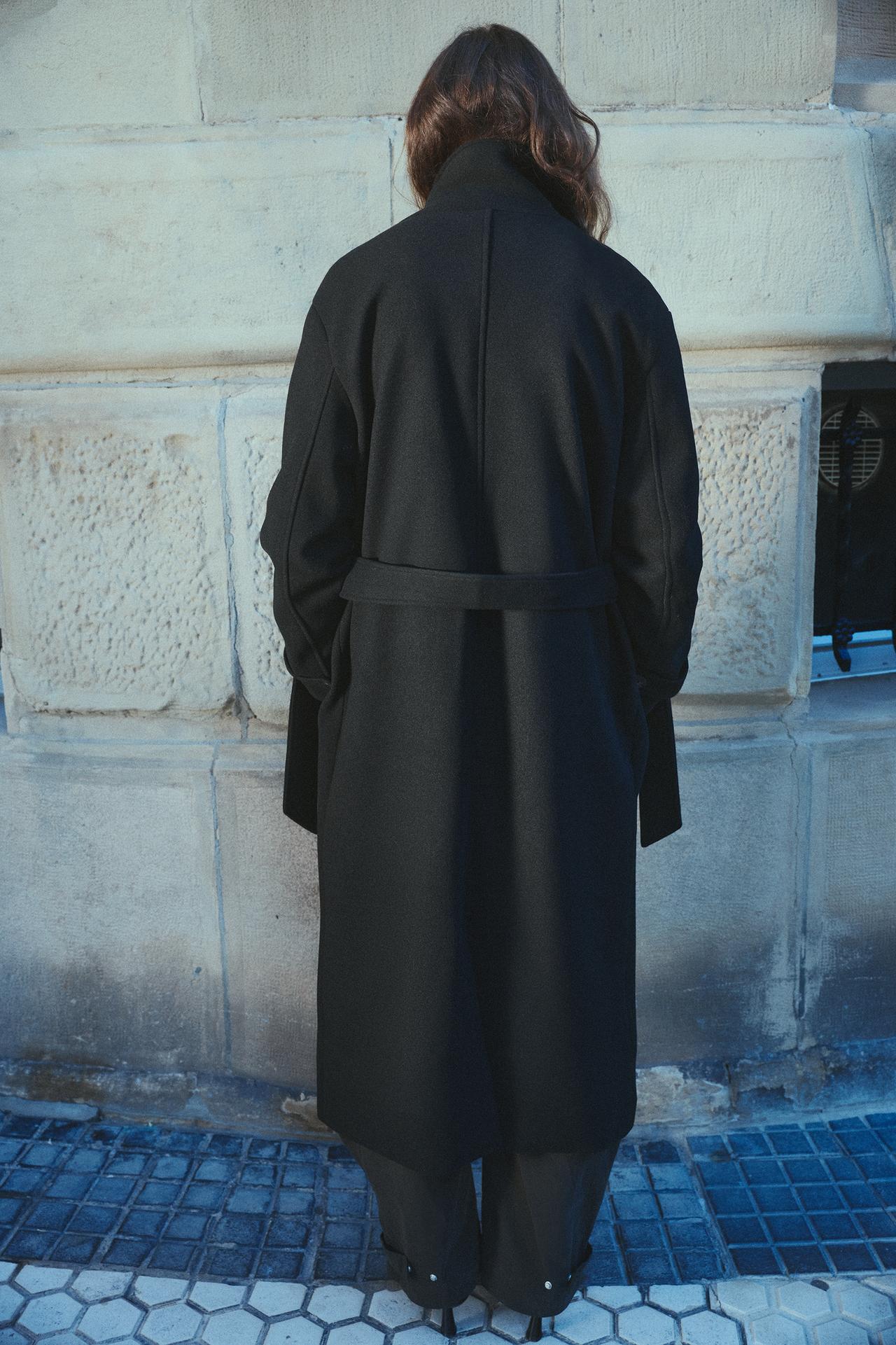 Long belted coat — Black