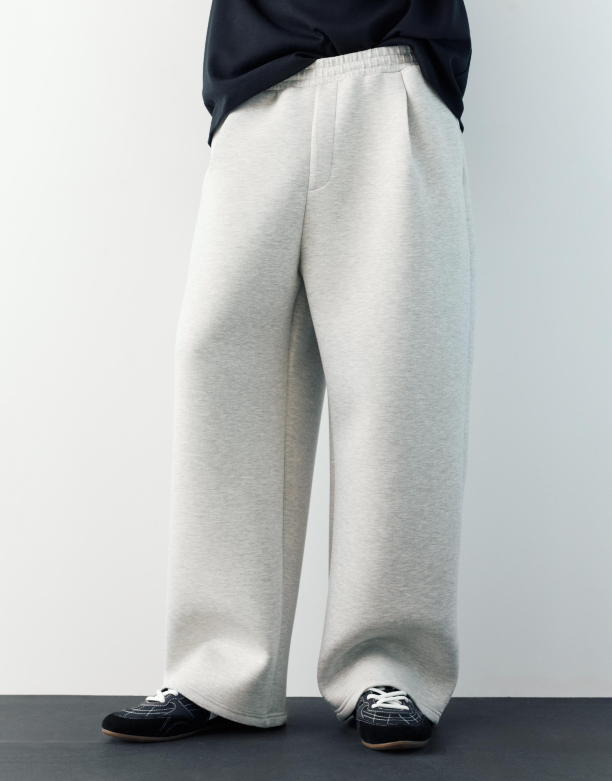 Balloon fit tracksuit bottoms — Grey marl