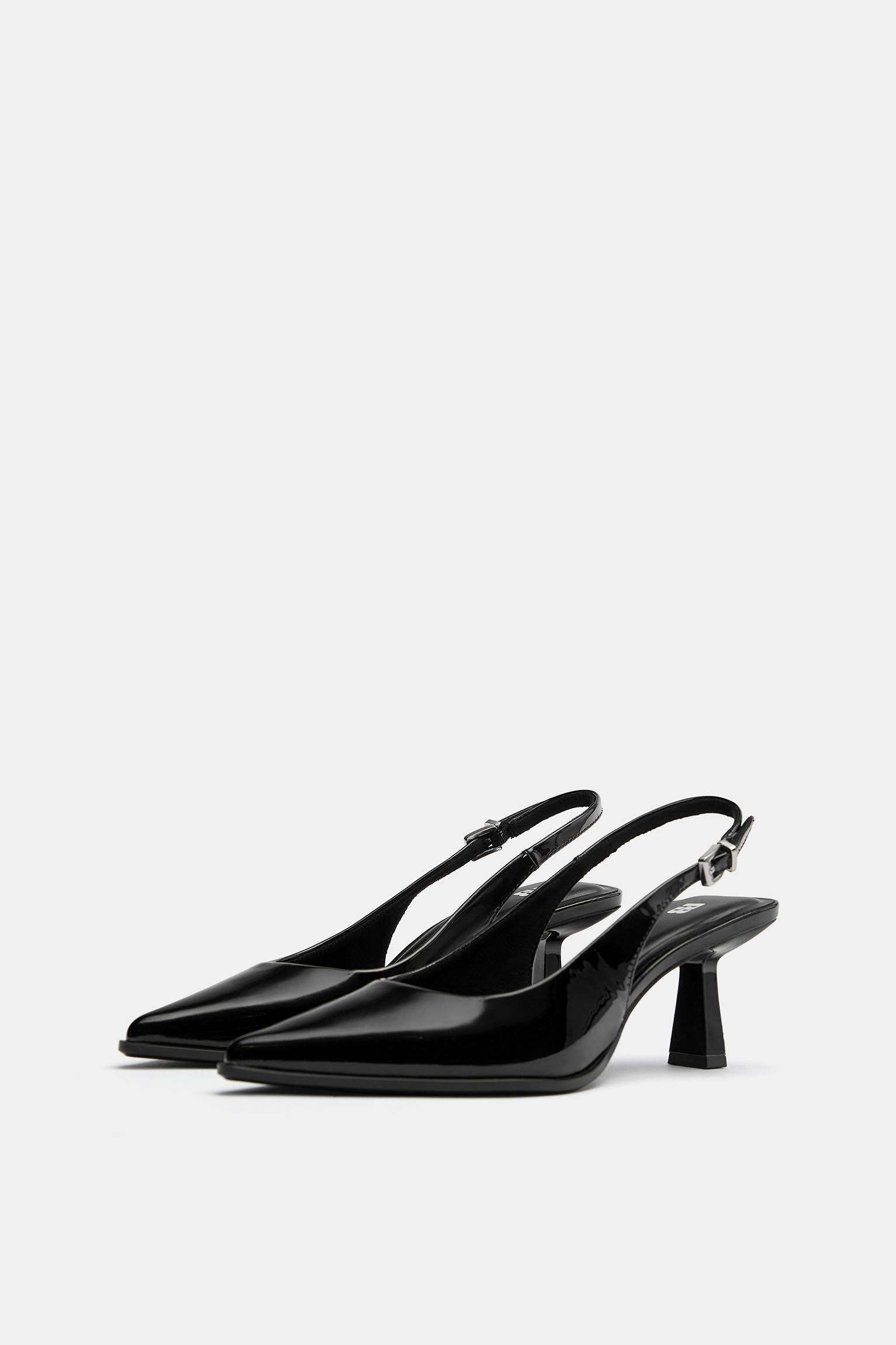 Patent slingback heels — Black
