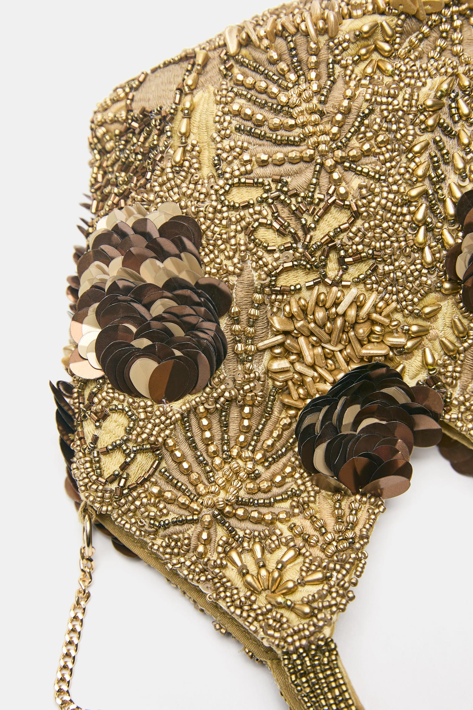 Beaded handbag — Gold