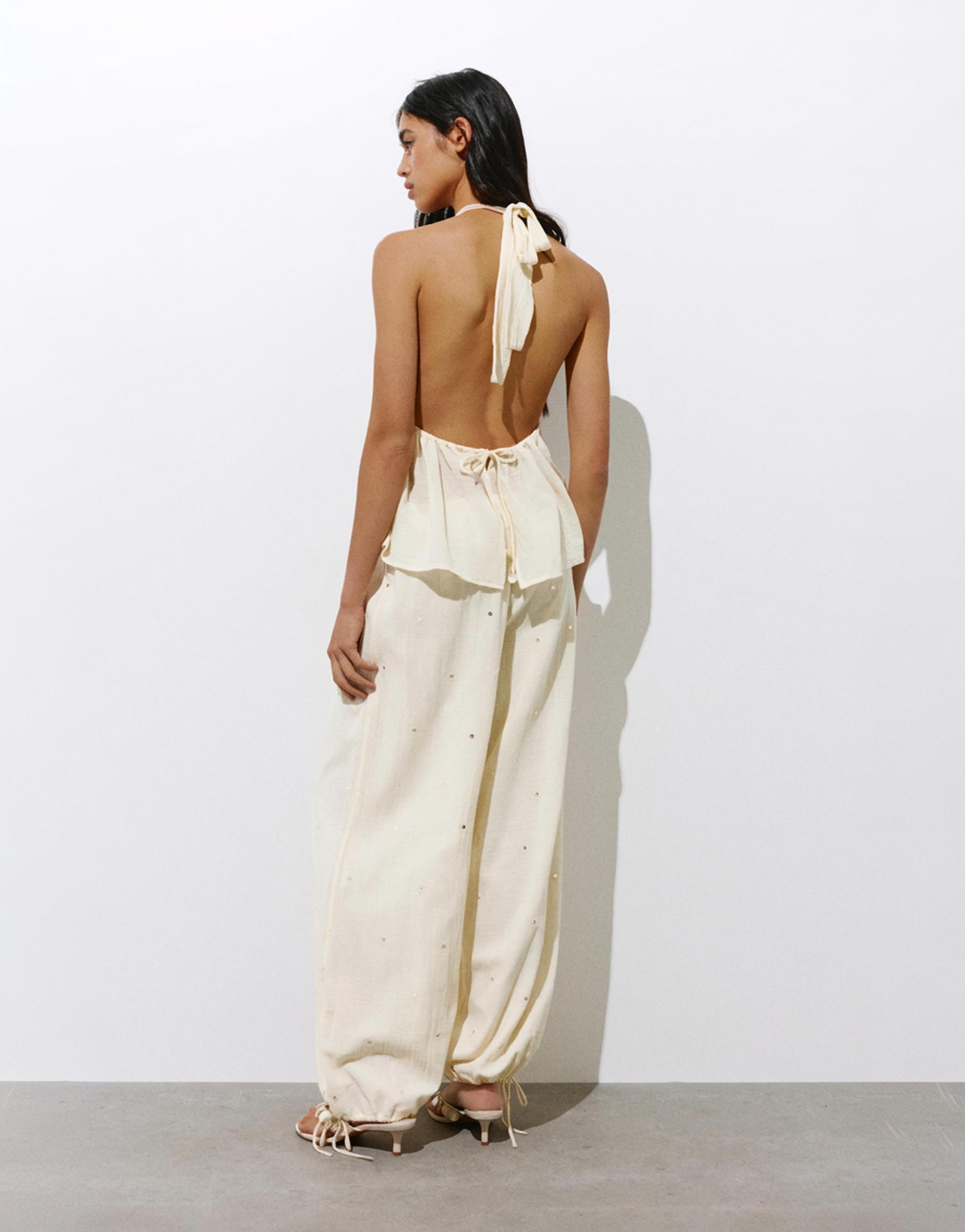 Sarouel trousers with mirrors — Vanilla