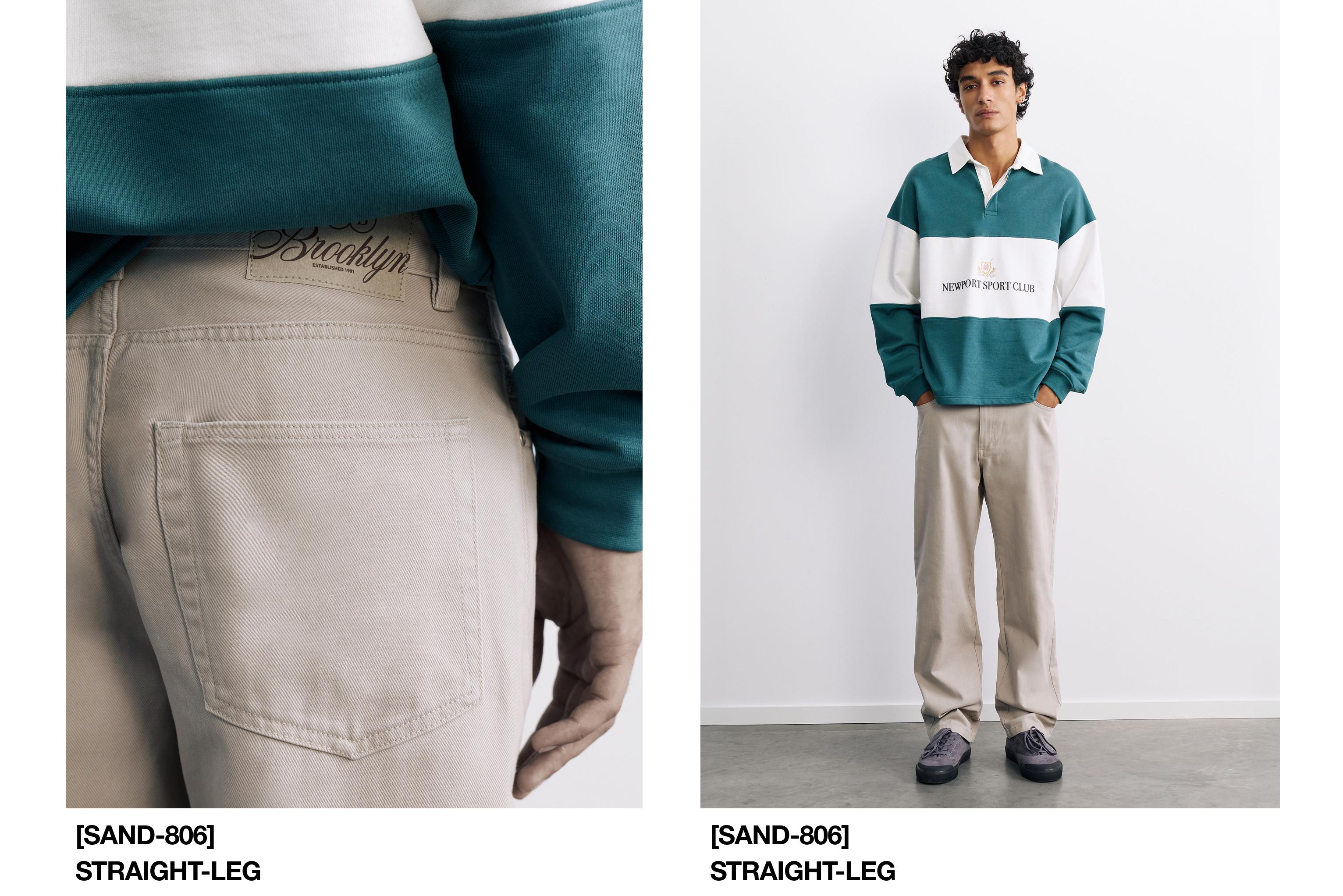 Straight-leg trousers — Stone