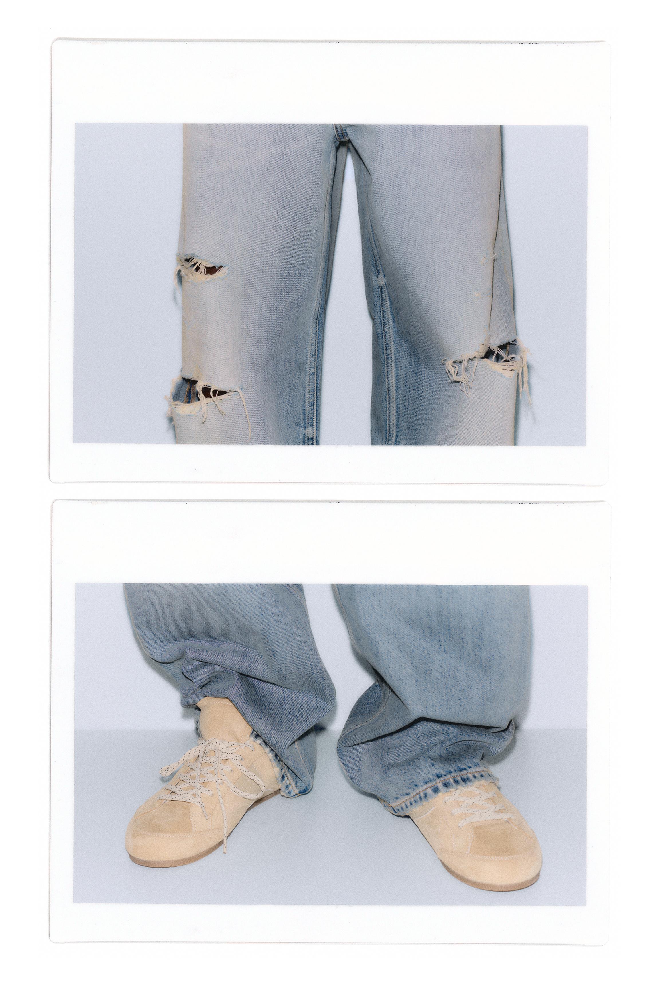 Ripped straight-leg jeans — Medium blue