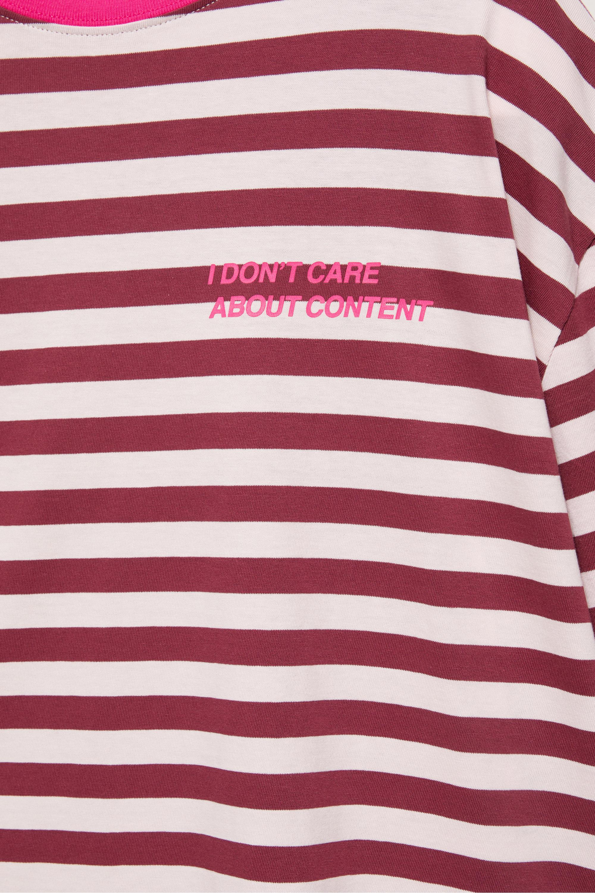 Oversize striped slogan T-shirt — Pale pink