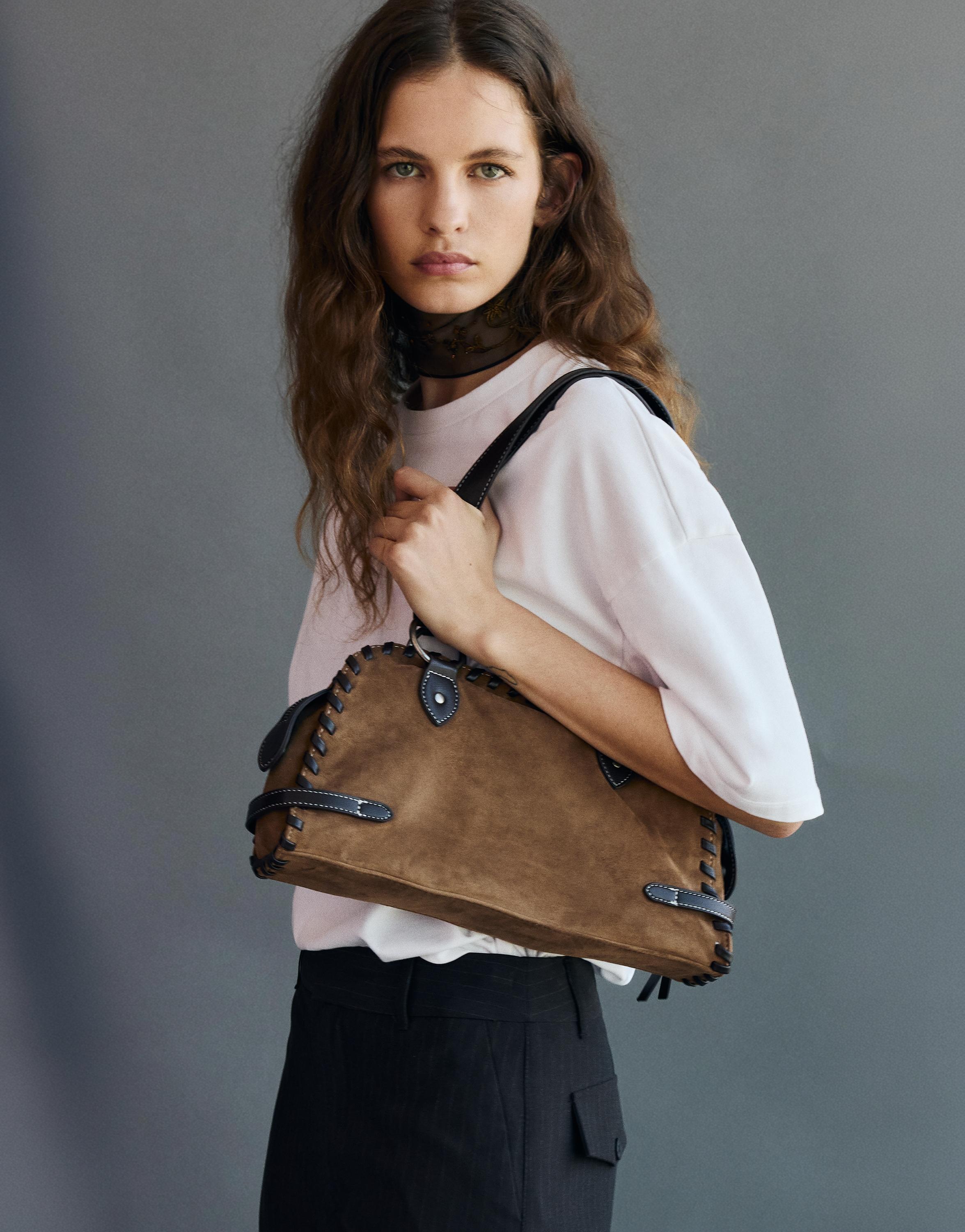 Contrast shoulder bag — Camel