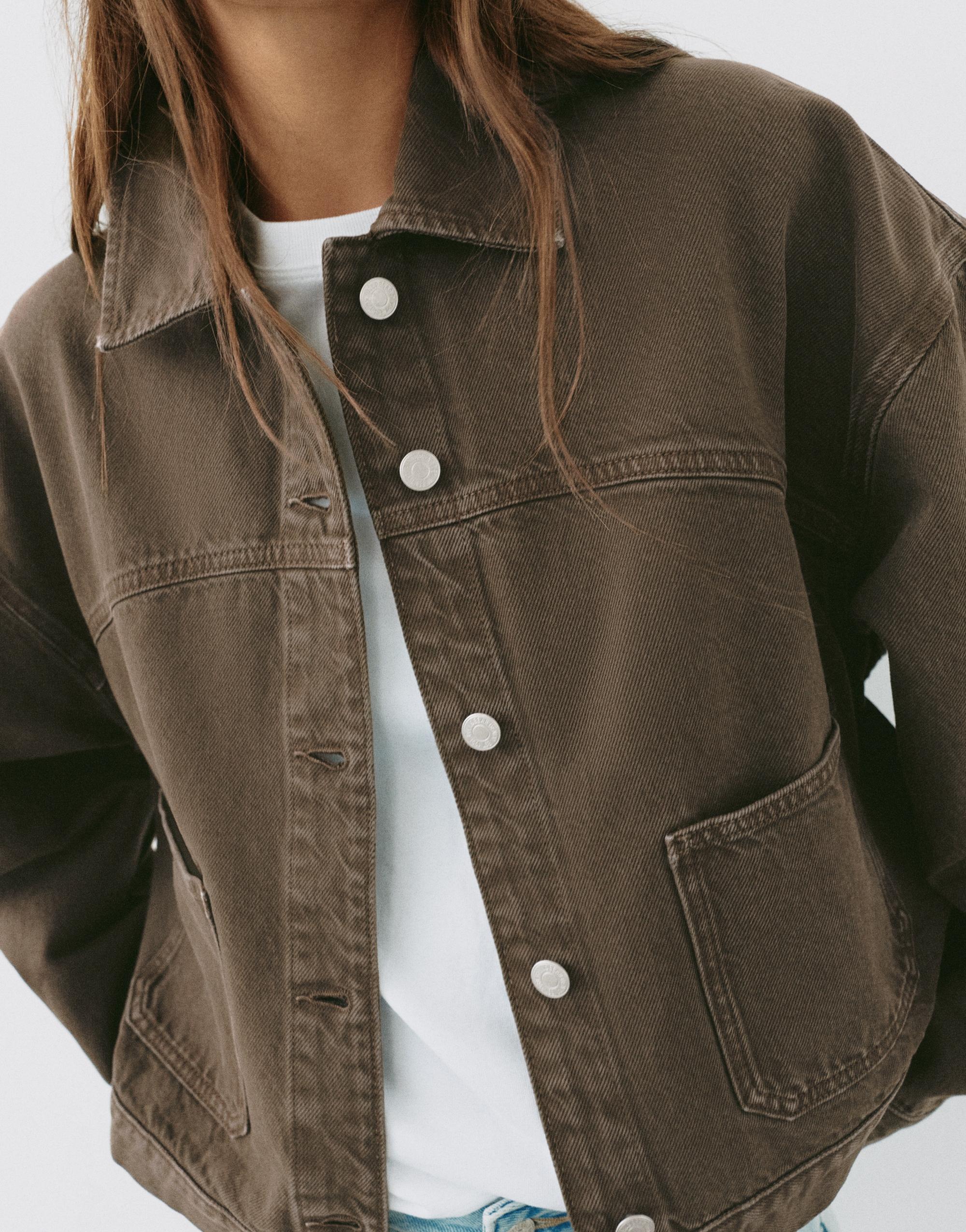Boxy denim overshirt — Brown