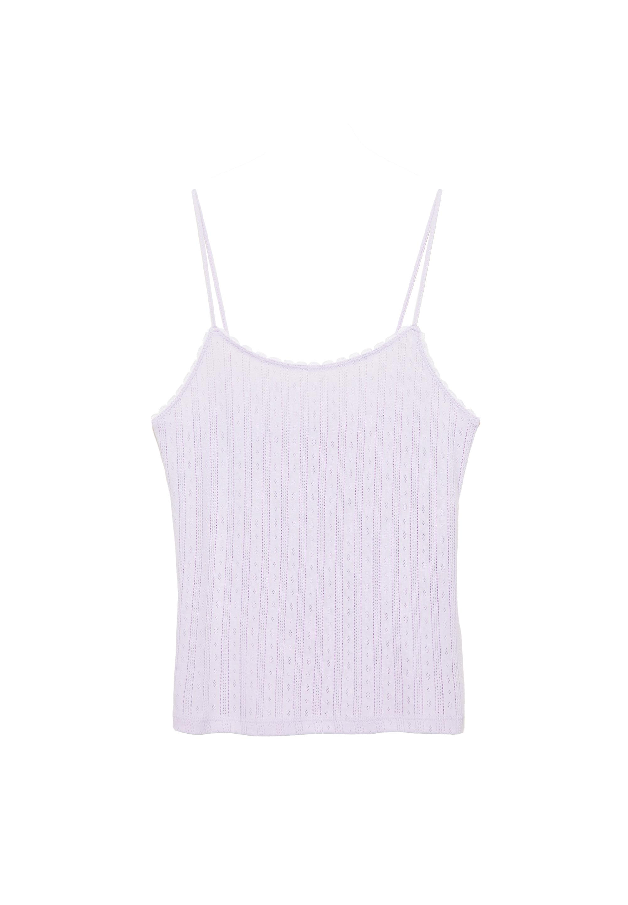 Strappy pointelle knit top — Lilac