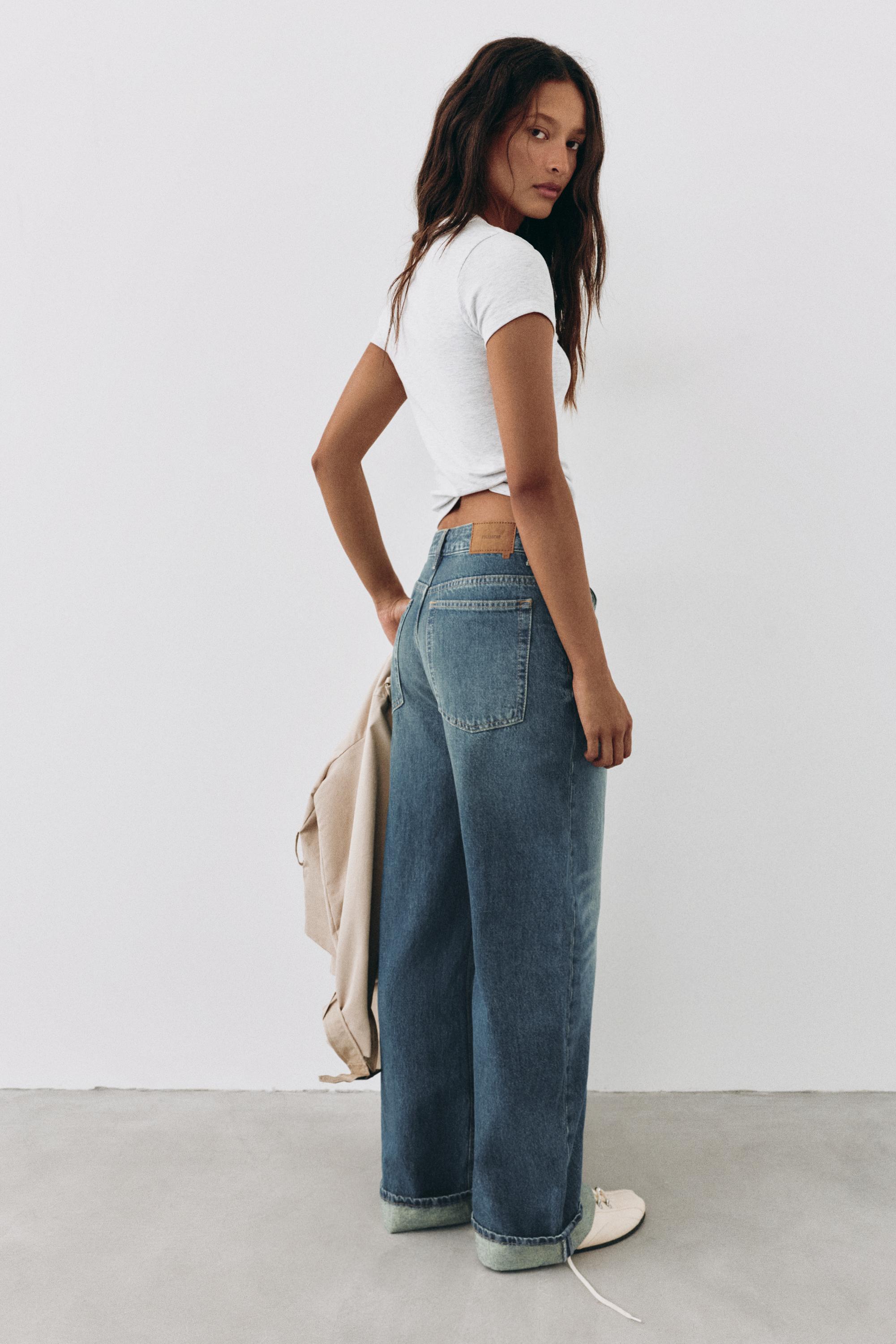 Balloon fit baggy jeans with turn-up hems — Dark blue